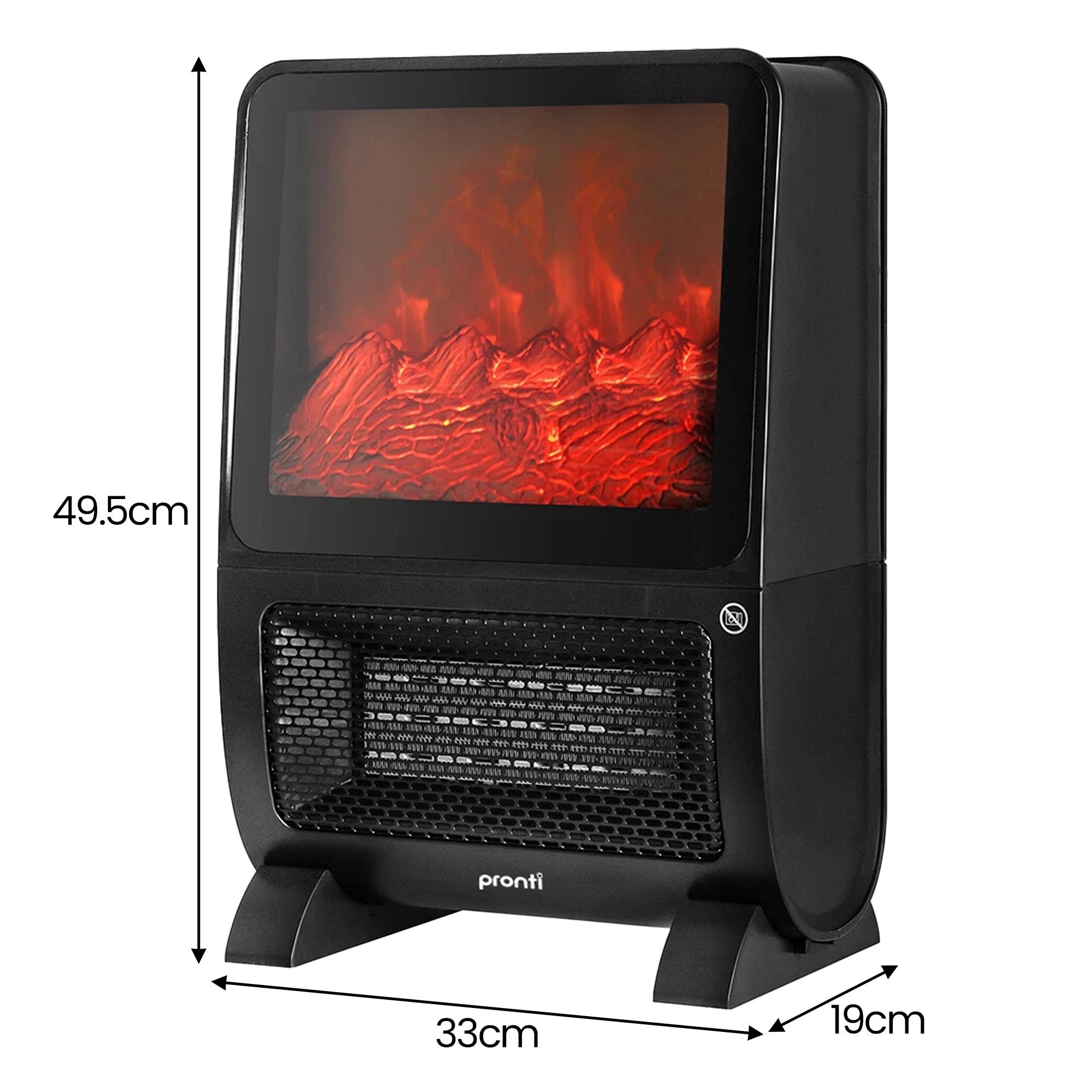 Pronti 2000W Portable 3D Fire Electric Heater UV Sterilisation