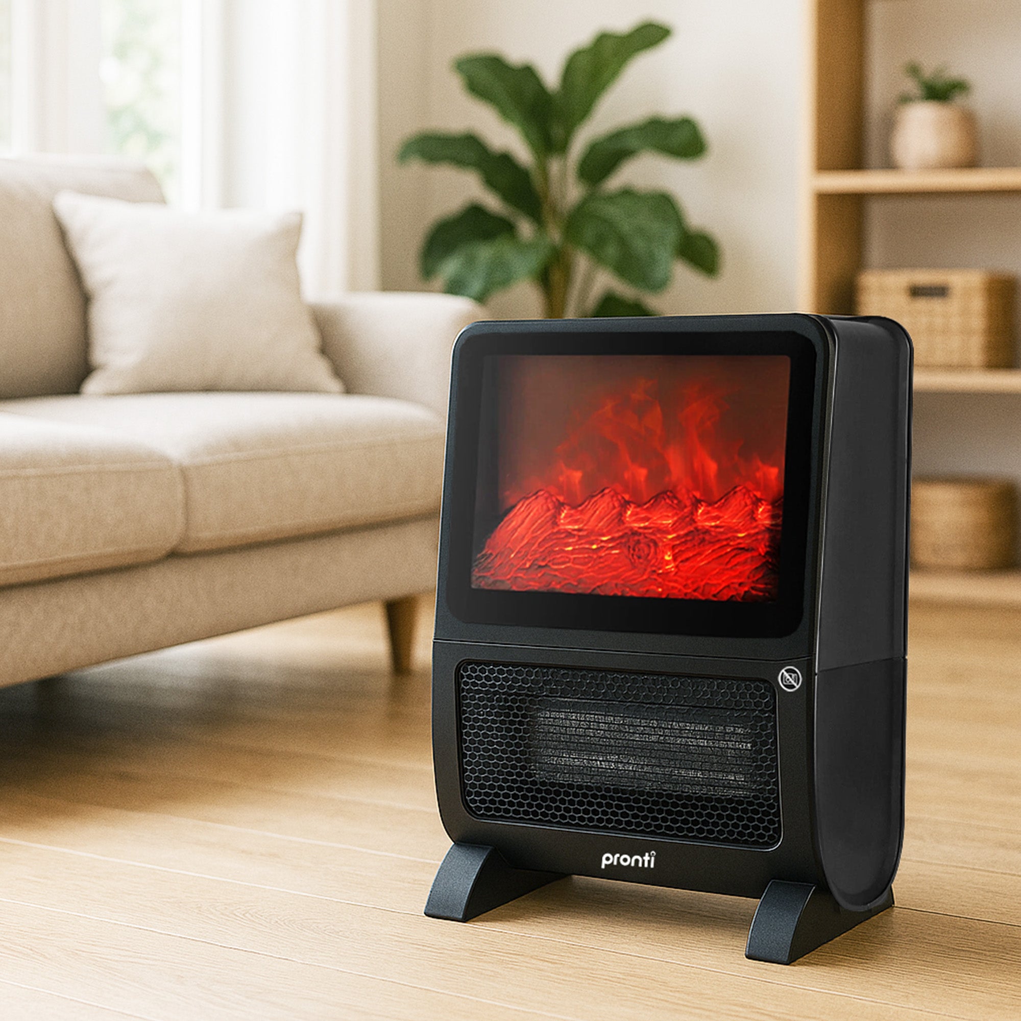 Pronti 2000W Portable 3D Fire Electric Heater UV Sterilisation