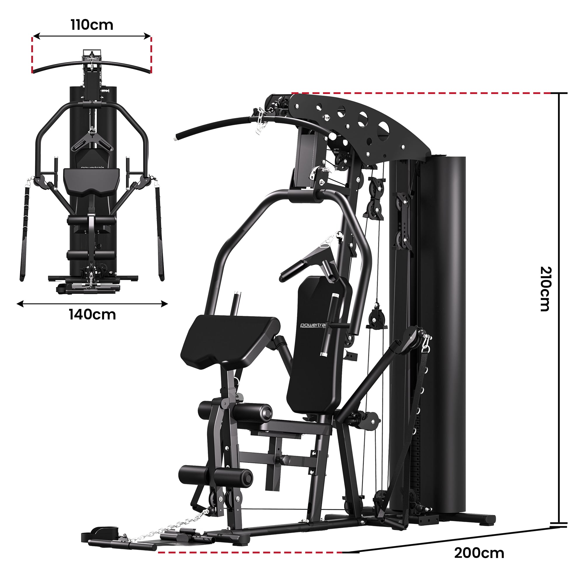 Powertrain Home Multi Gym 560 Full Body Training with 90kg Weight Stack Home Gym