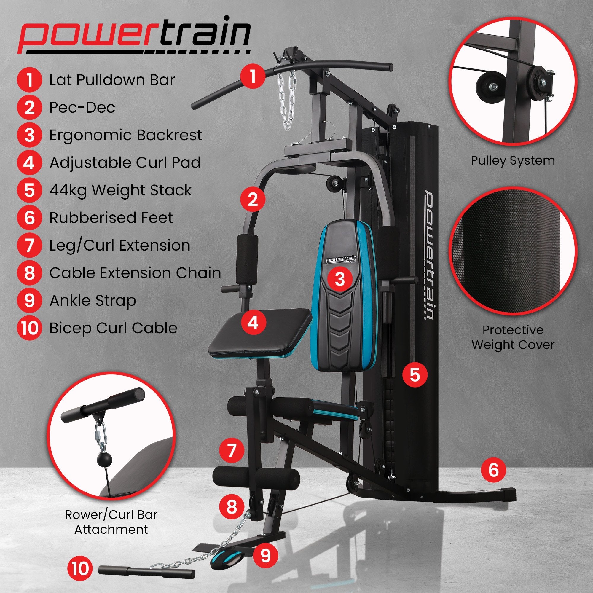JX-300 Multi-Station Home Gym 44kg Weight Stack Cable Machine