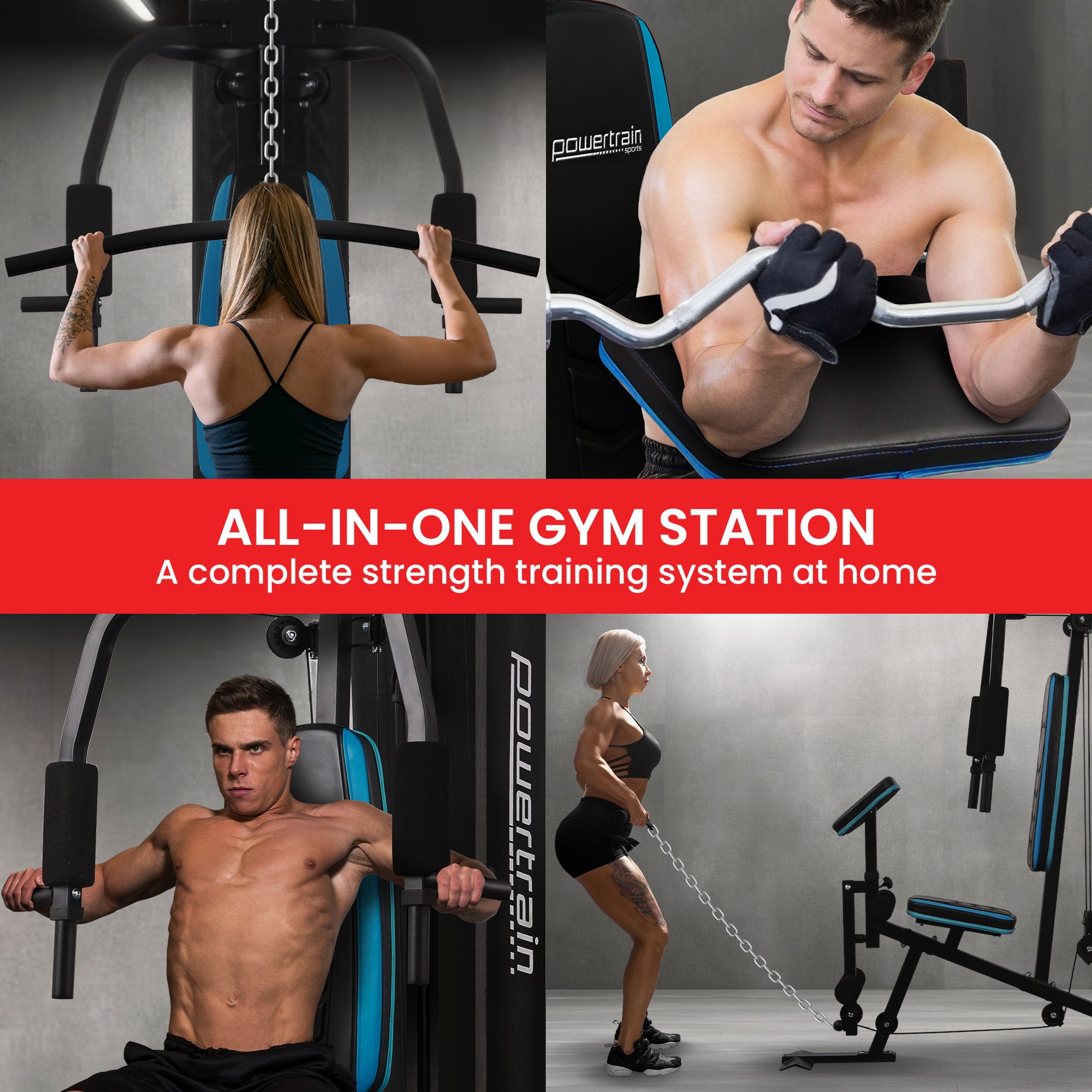 JX-300 Multi-Station Home Gym 44kg Weight Stack Cable Machine