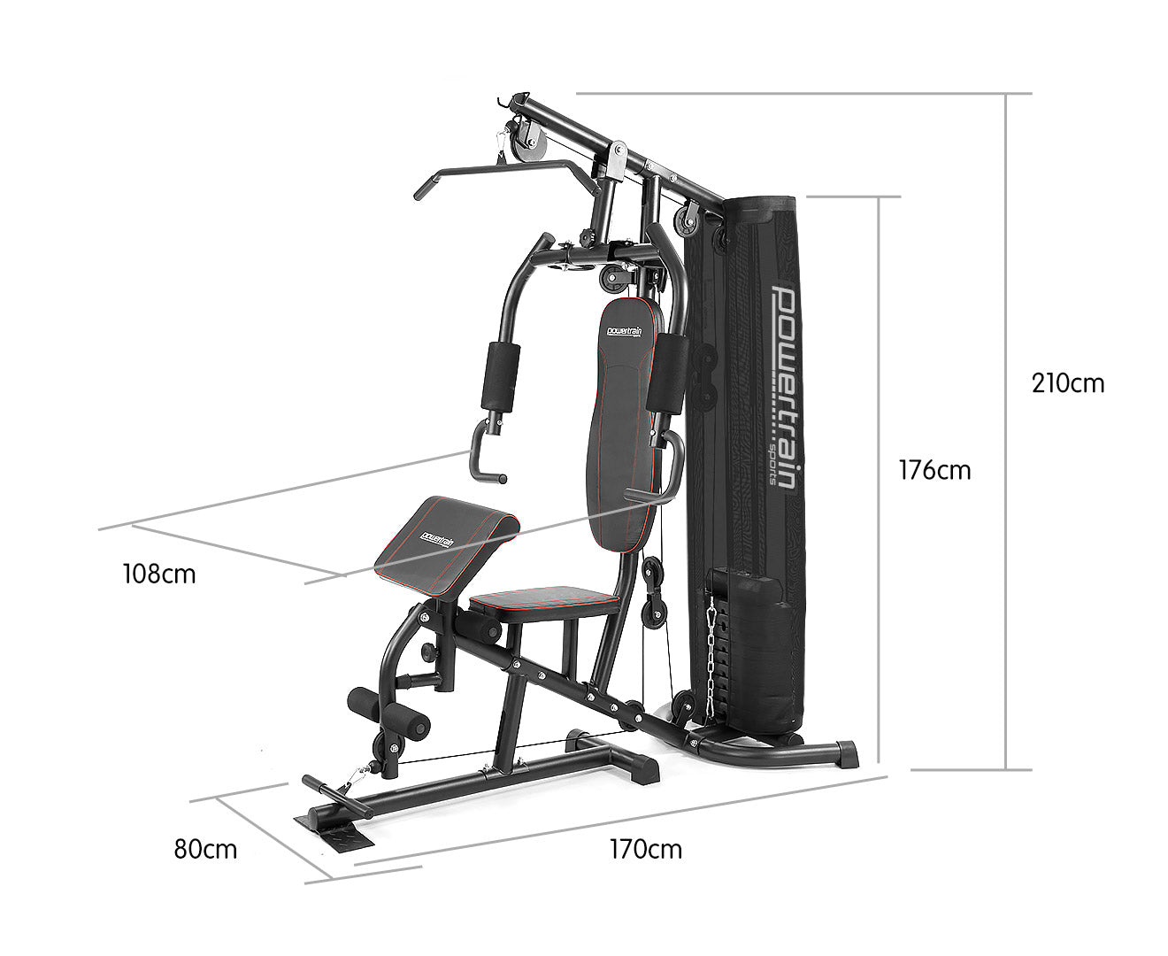 Multi-Station Home Gym with 150lbs Weights & Curl Pad