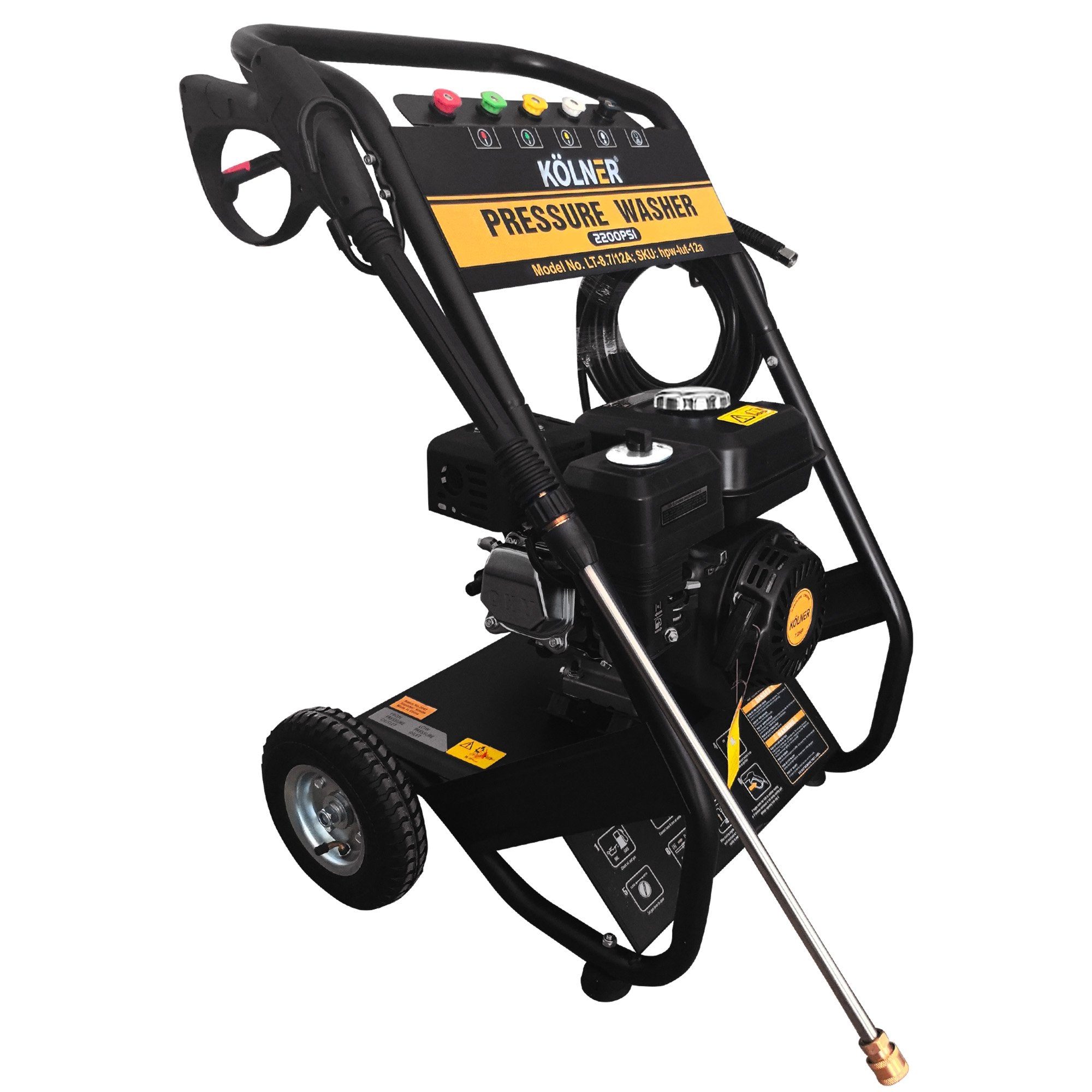 2200PSI 7HP Petrol High Pressure Washer with 3 Lances - Kolner