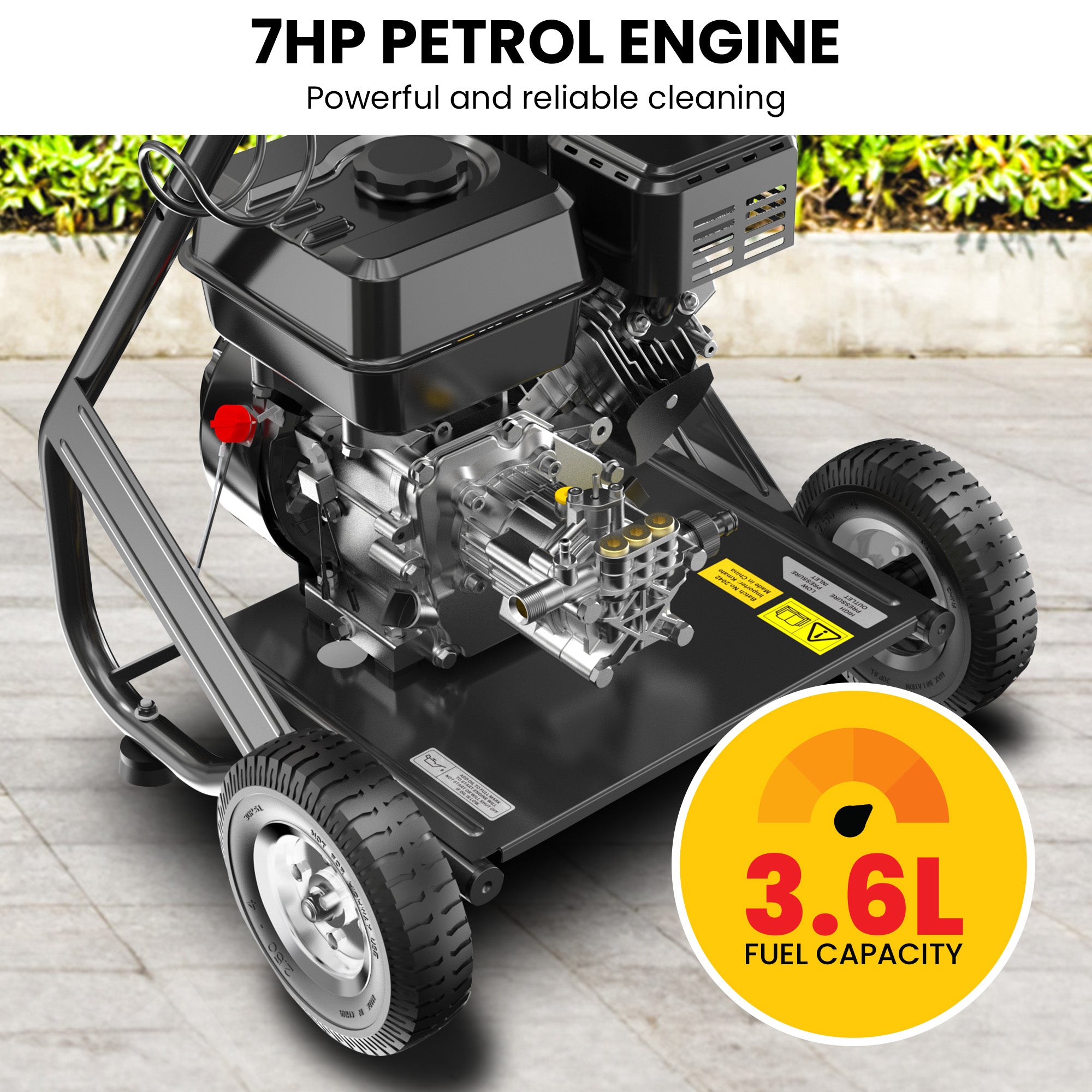 2200PSI 7HP Petrol High Pressure Washer with 3 Lances - Kolner