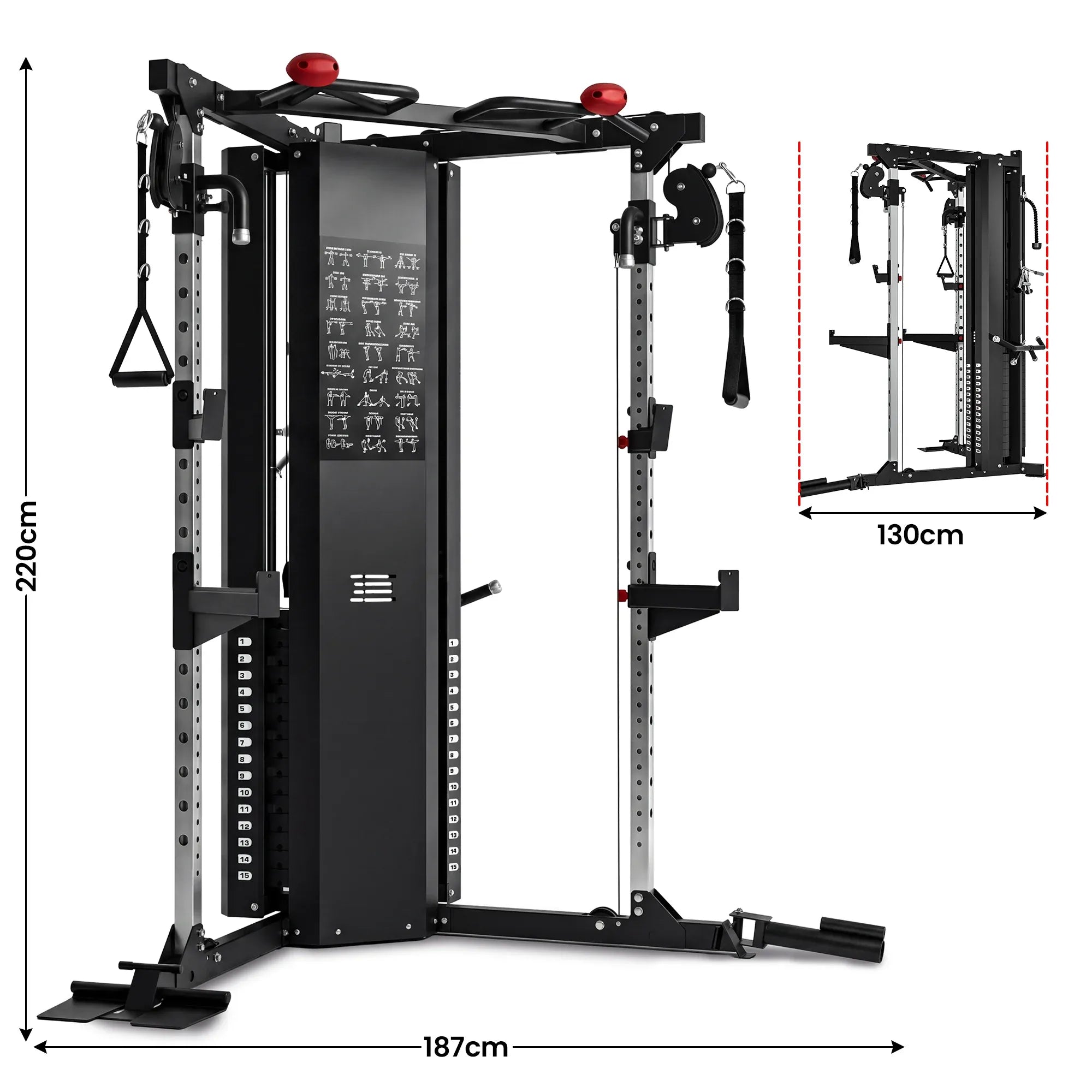 Powertrain Home Gym Station Functional Trainer Power Rack 136kg Weight Stack