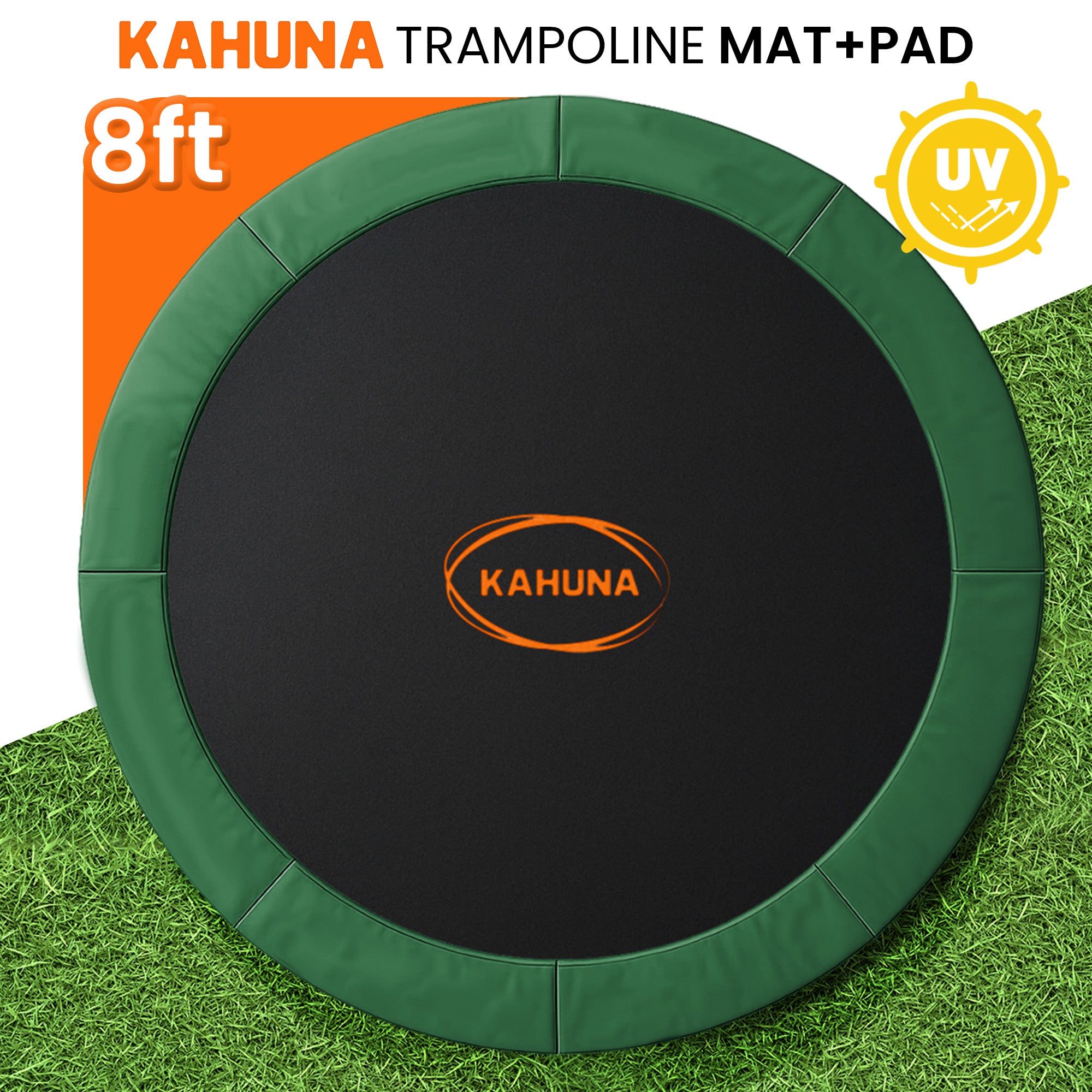 Kahuna 8ft Replacement Trampoline Safety Pad Cover and Jumping Spring Mat - Green