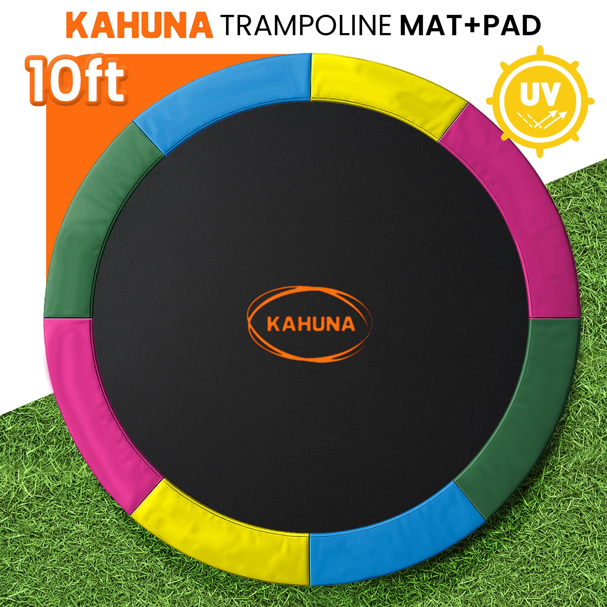 Kahuna 10ft Replacement Trampoline Safety Pad Cover and Jumping Spring Mat - Rainbow