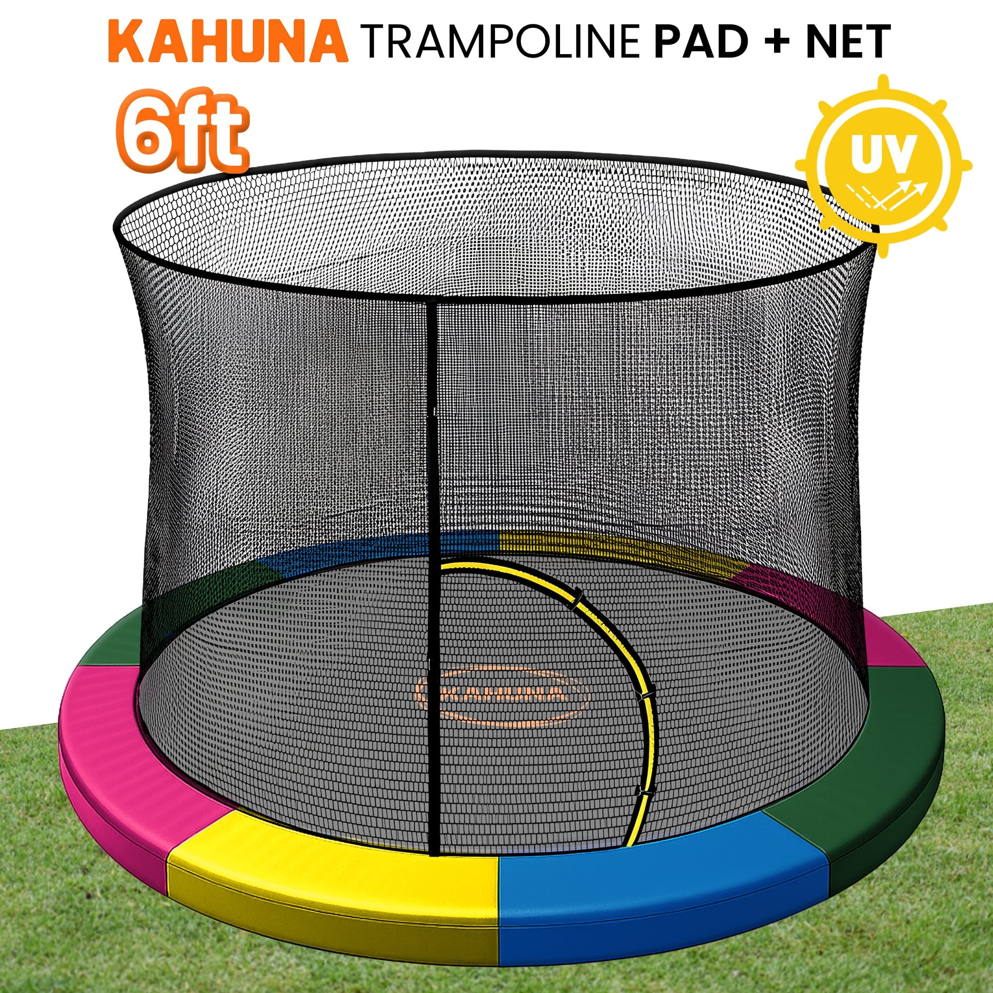 Kahuna 6ft Trampoline Pad and Net - Rainbow