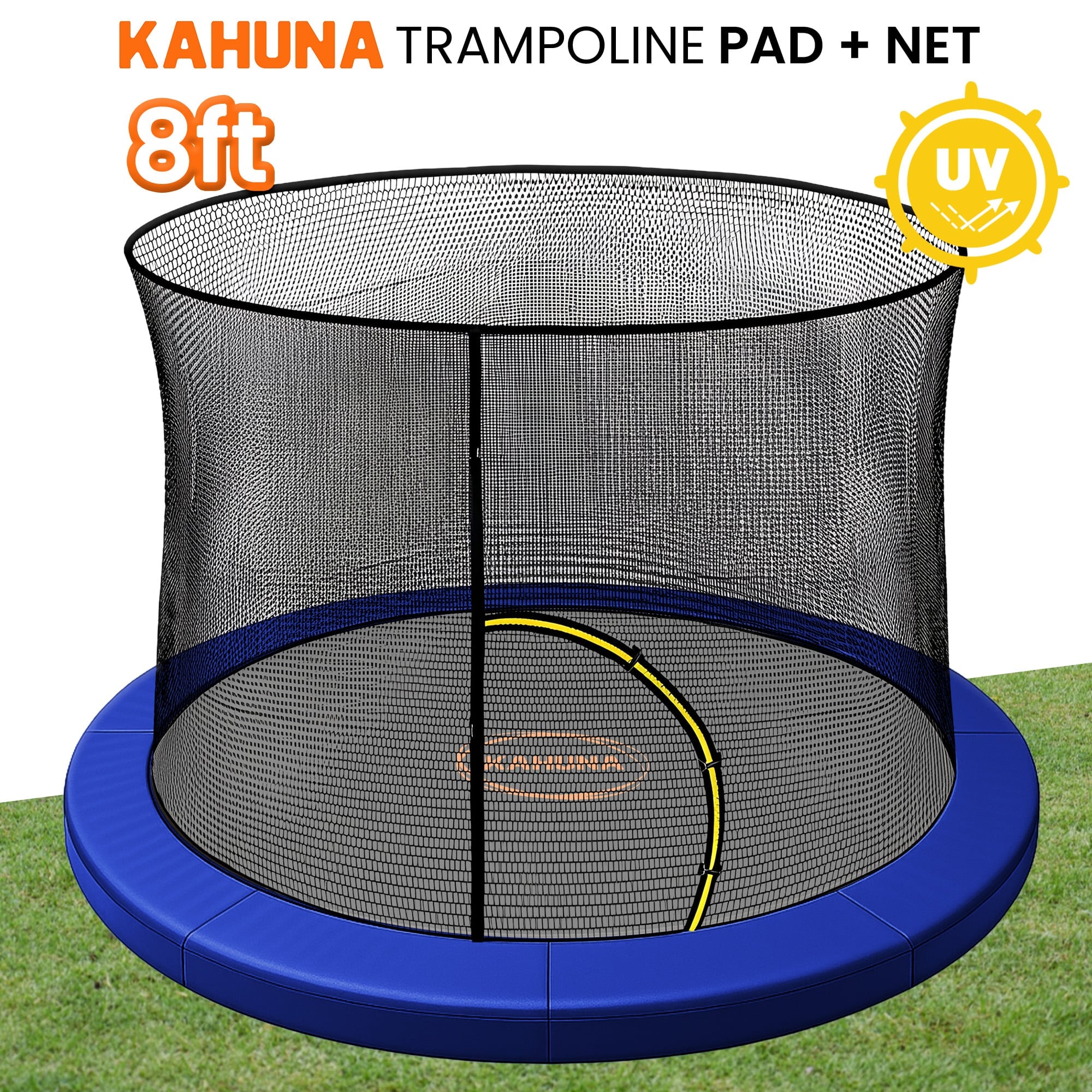 Kahuna 8ft Trampoline Pad and Net - Blue