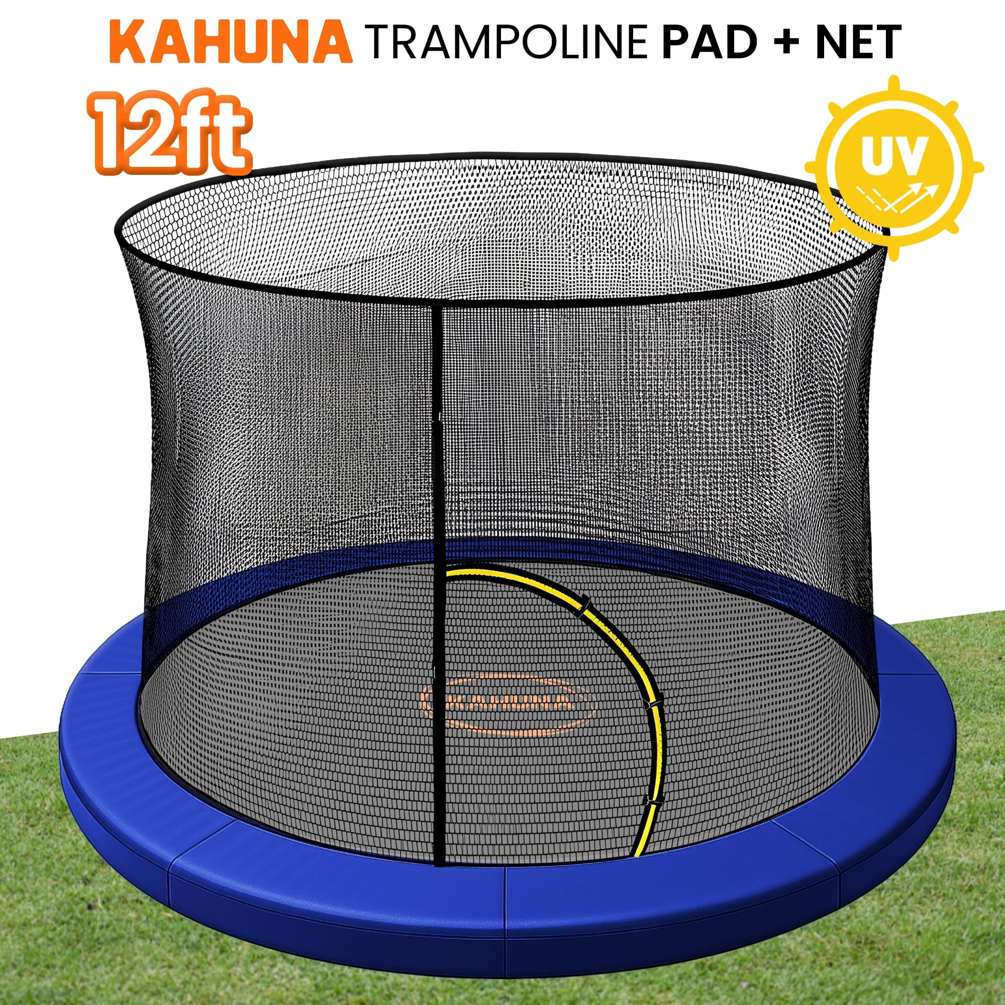 Kahuna 12ft Trampoline Pad and Net - Blue