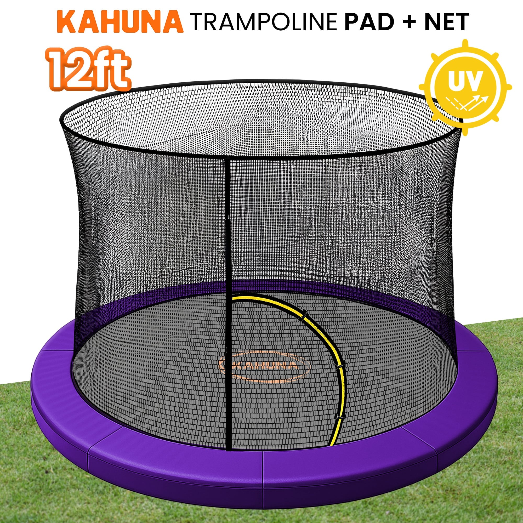 Kahuna 12ft Trampoline Pad and Net - Purple