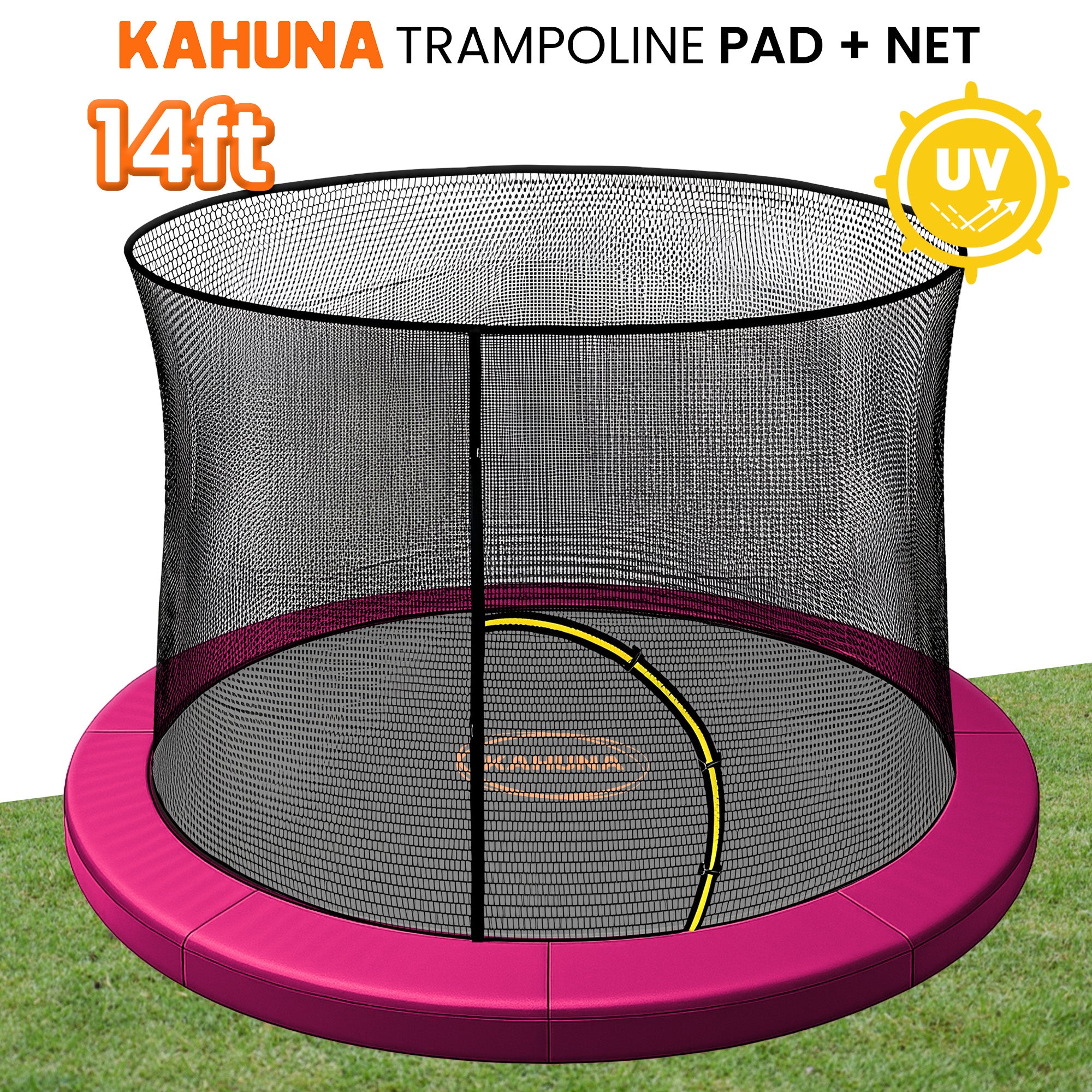 Kahuna 14ft Trampoline Pad and Net - Pink