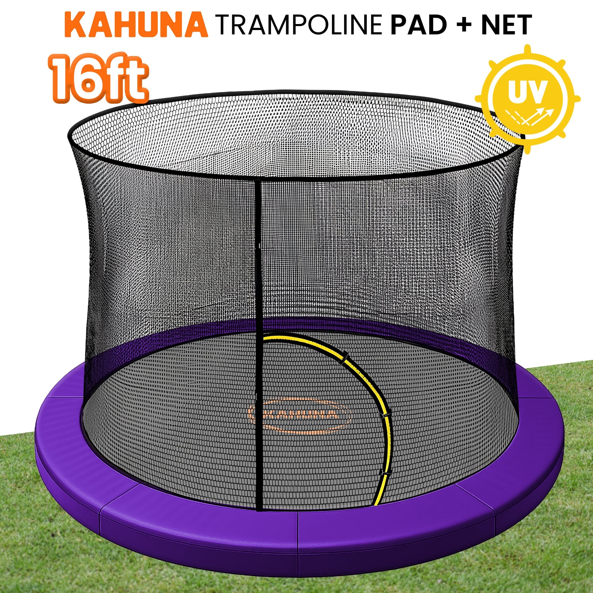 Kahuna 16ft Trampoline Pad and Net - Purple