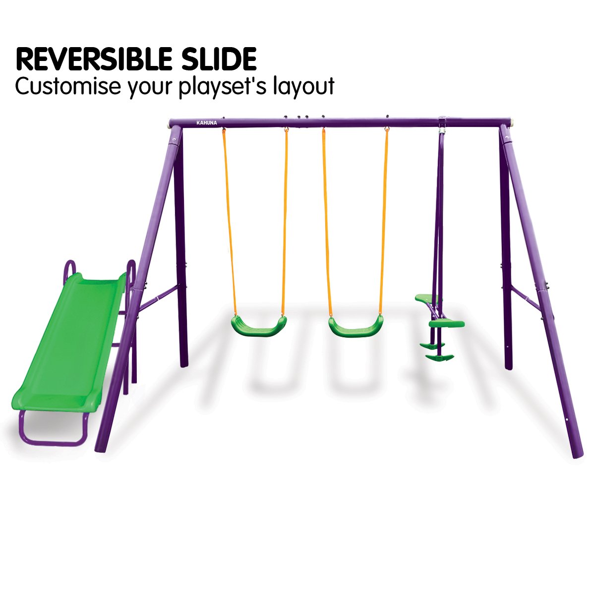 Vibrant 4-Seater Swing Set with Slide for Kids Aged 3-8, Kahuna