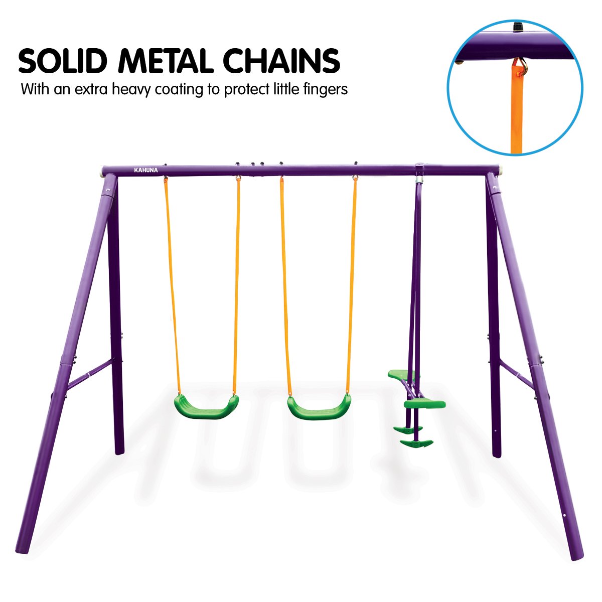 Vibrant 4-Seater Swing Set with Glider, Metal Frame