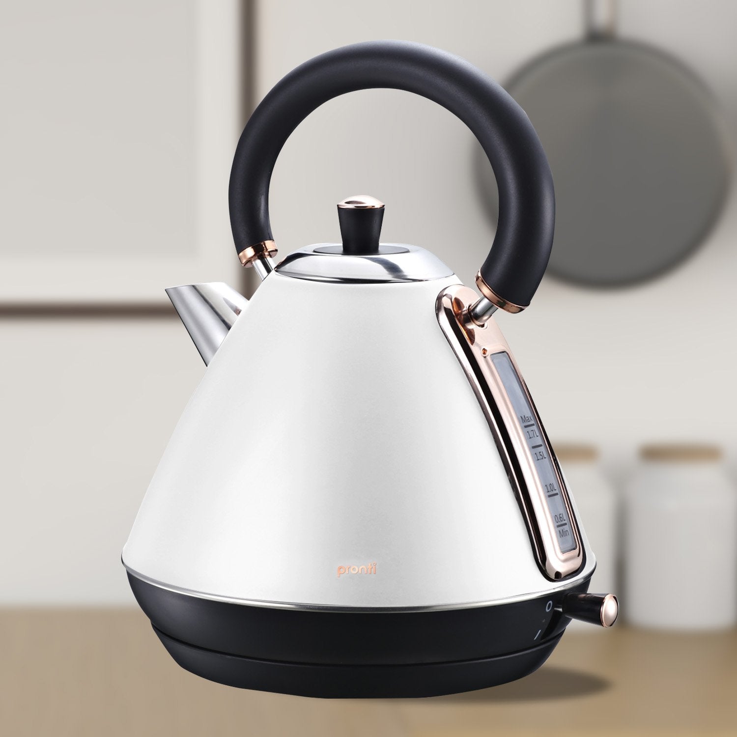 1.7L Stainless Steel Kettle w/ Rose Gold Trim - Pronti