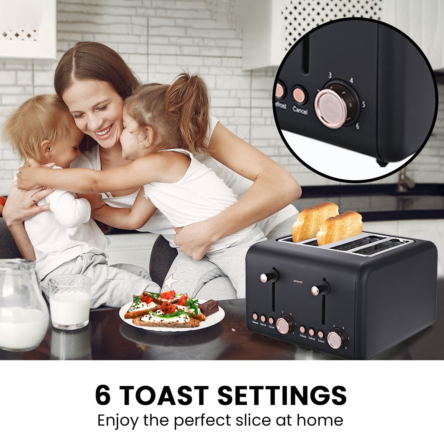 Rose Trim Kettle & 4-Slice Toaster Set - Fast Boil, Safe | Pronti