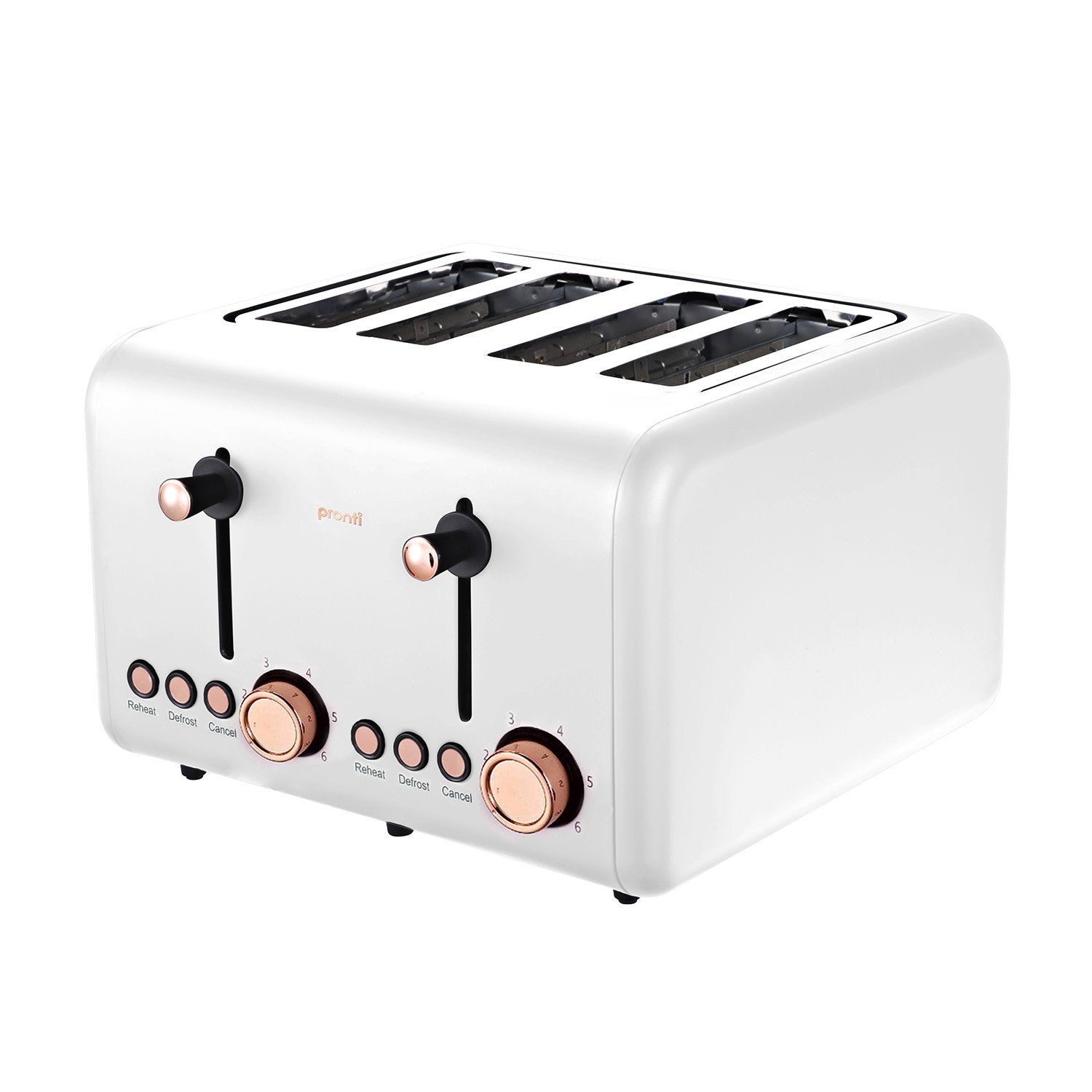 Rose Gold Trim Kettle & 4-Slice Toaster, Fast Boil - Pronti