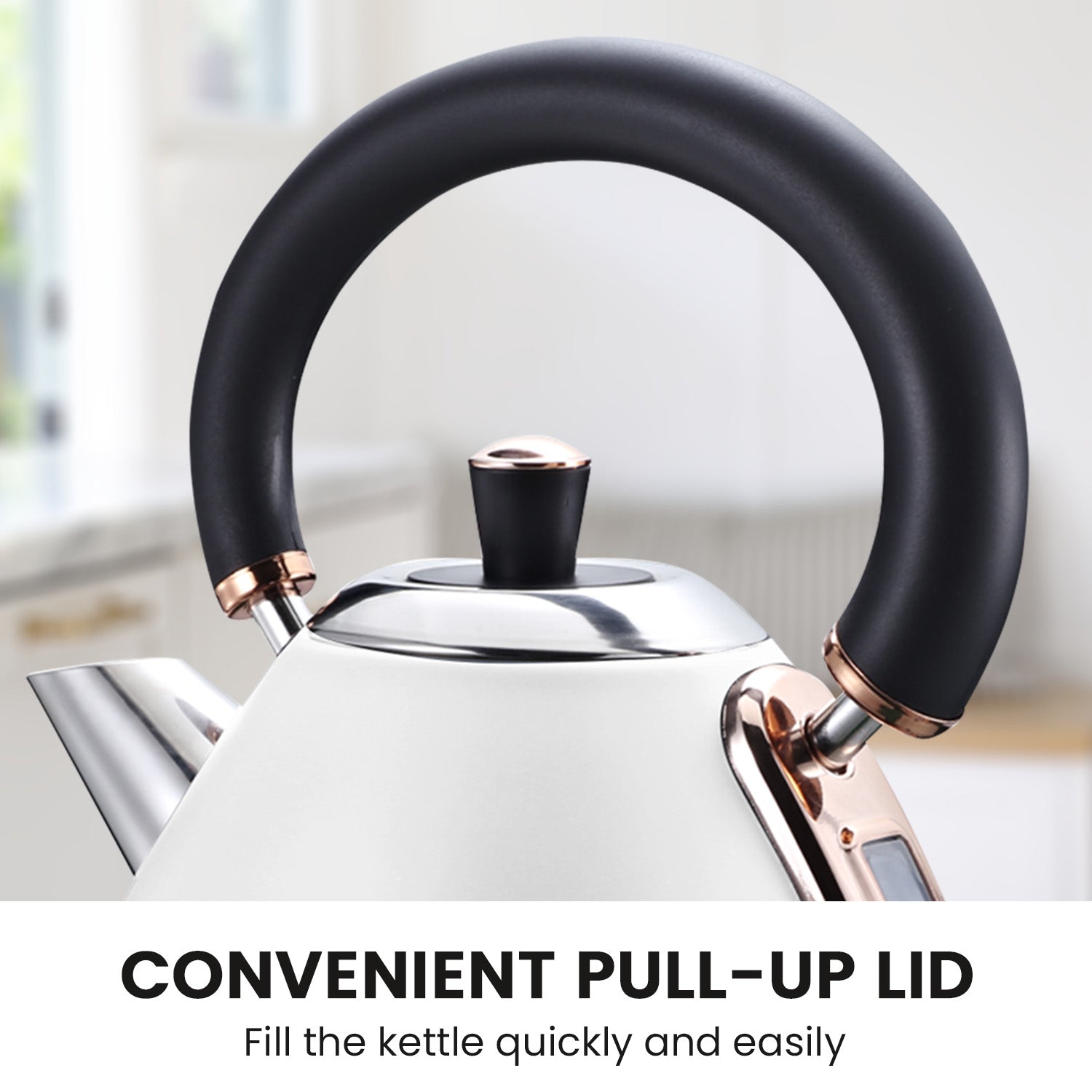 Rose Gold Trim Kettle & 4-Slice Toaster, Fast Boil - Pronti