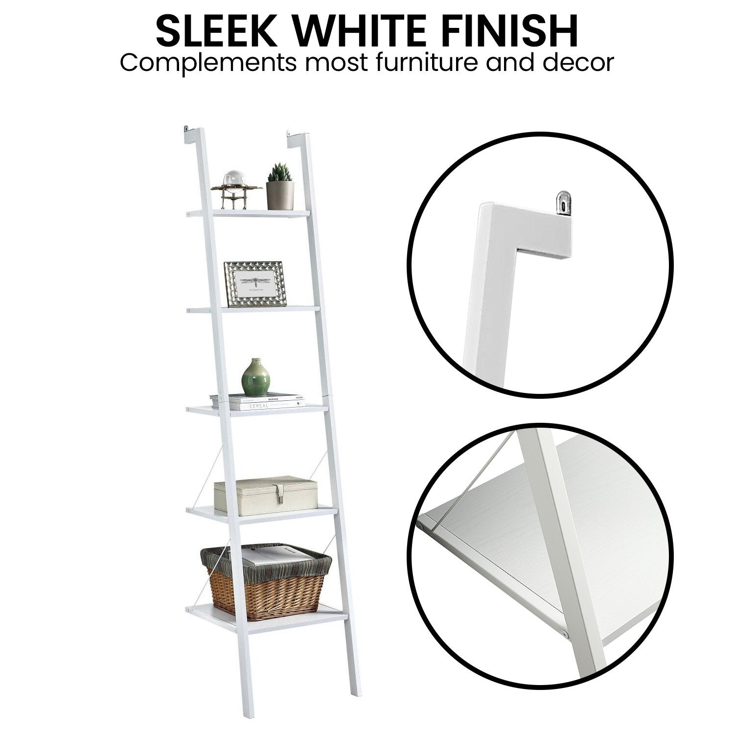 Amelia 5-Tier Ladder Shelf White