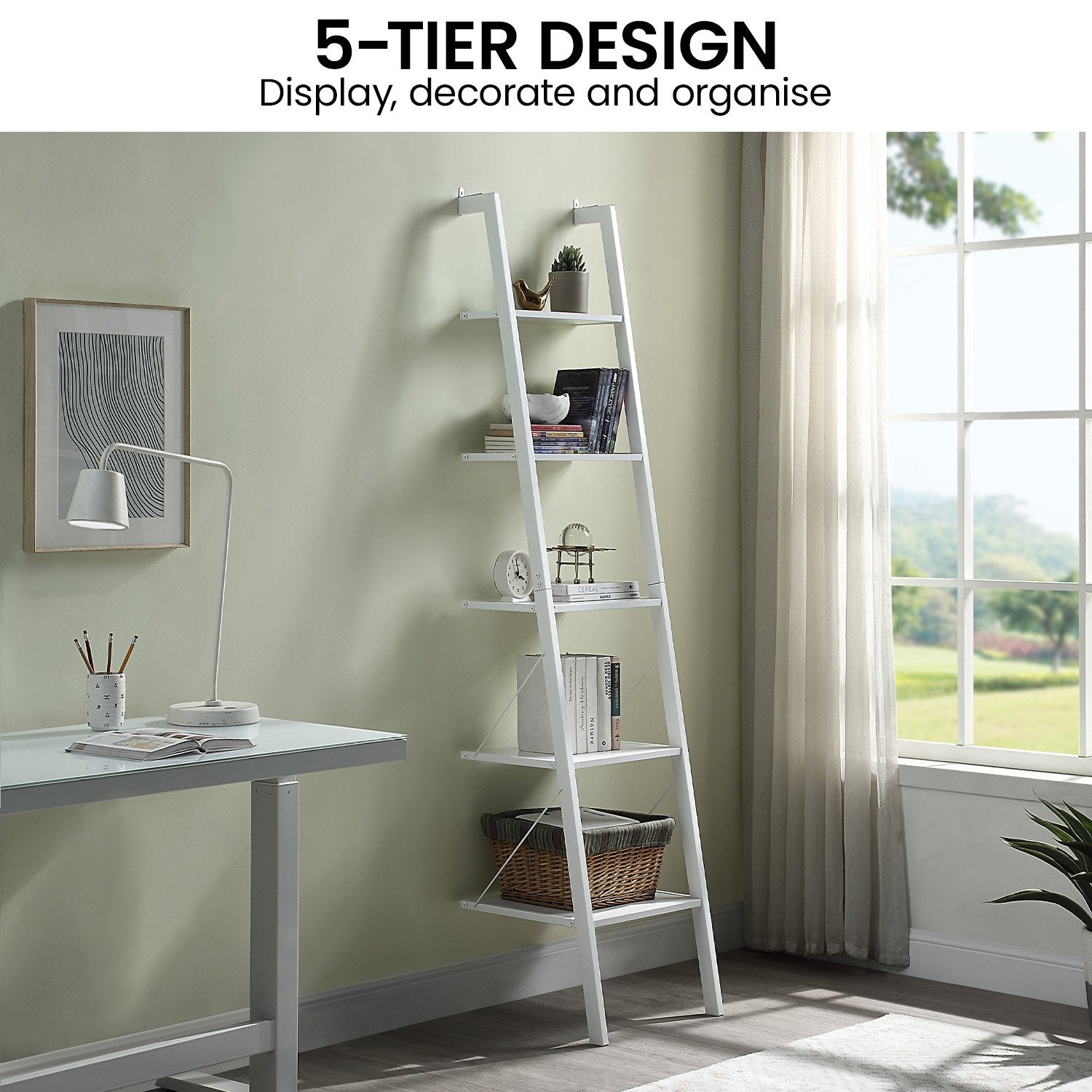 Amelia 5-Tier Ladder Shelf White