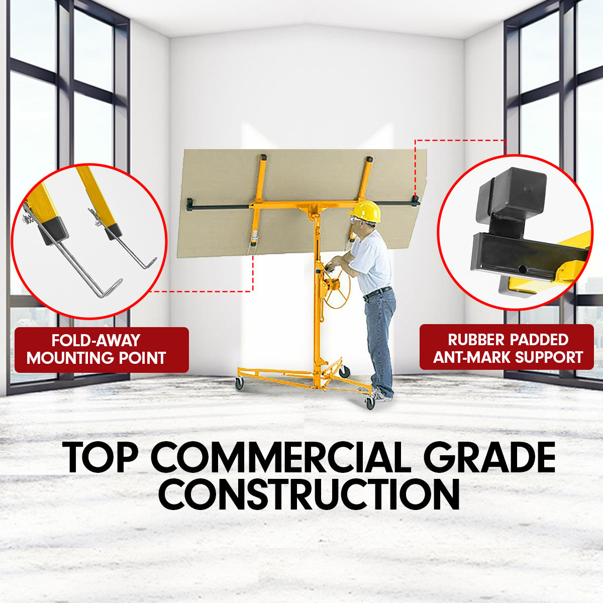 Heavy Duty 16ft Drywall Panel Hoist with Telescopic Design