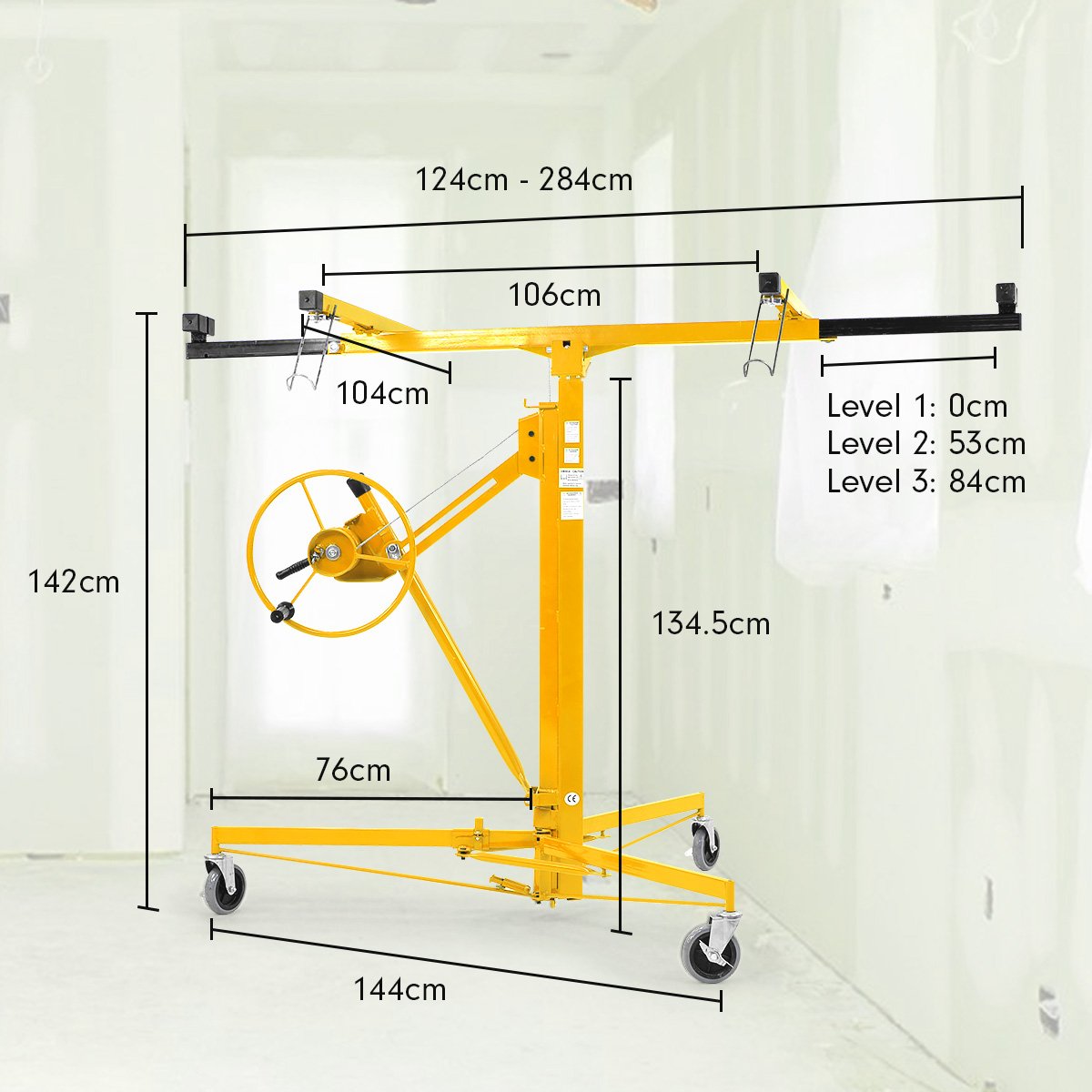 Heavy Duty 16ft Drywall Panel Hoist with Telescopic Design