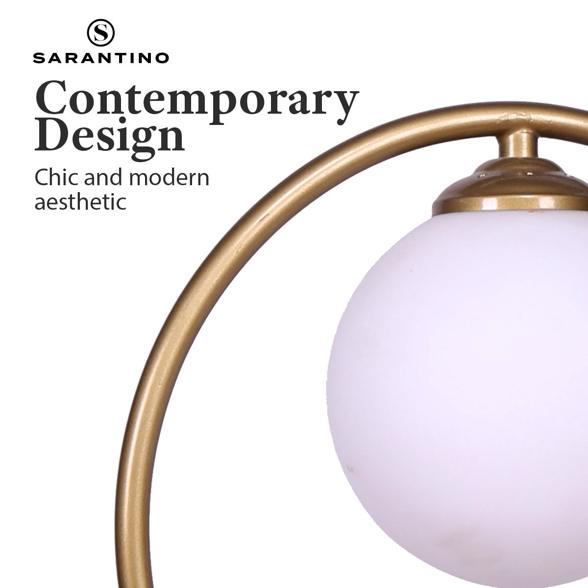 Frosted White Glass Gold Metal Table Lamp, 30x31cm Sarantino