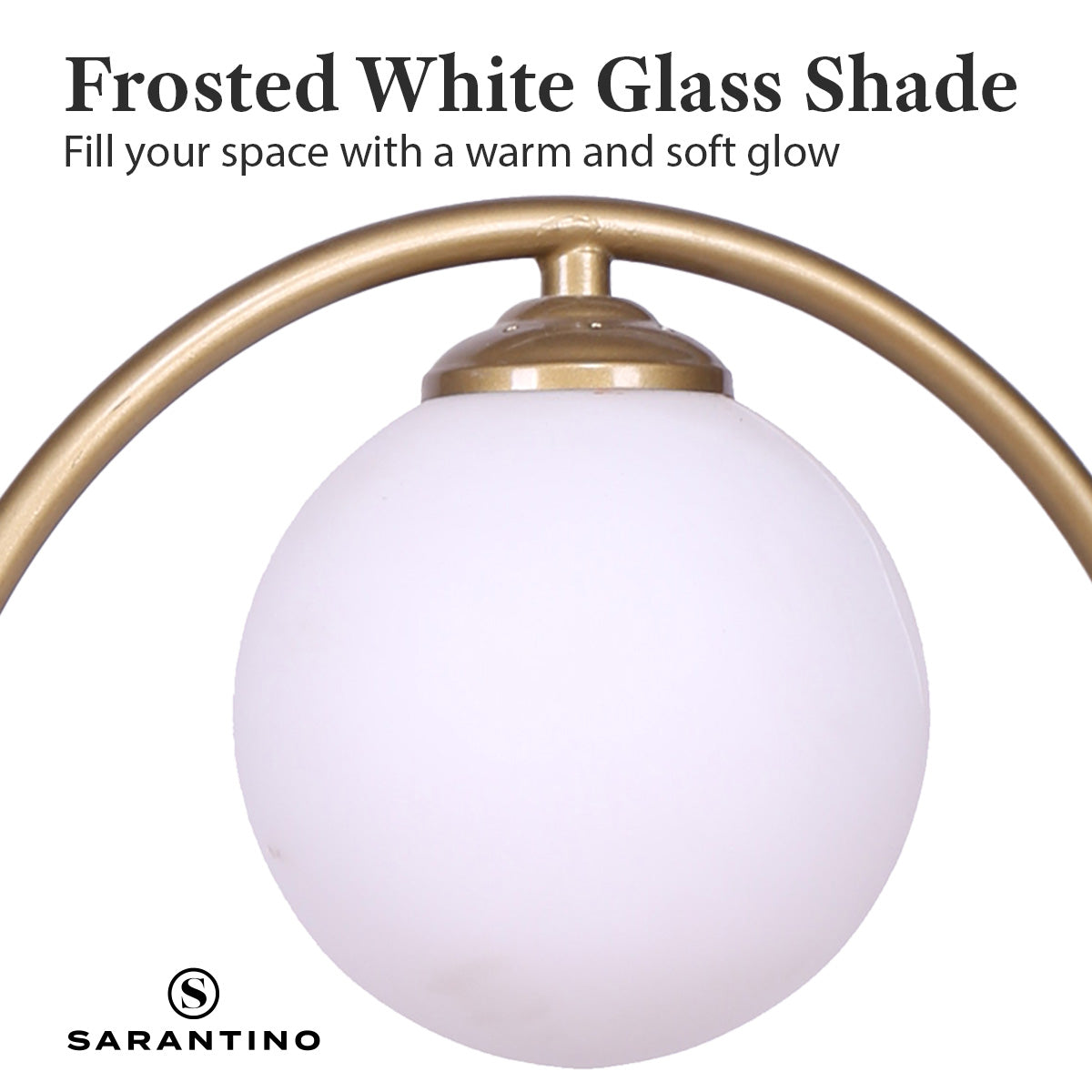 Frosted White Glass Gold Metal Table Lamp, 30x31cm Sarantino