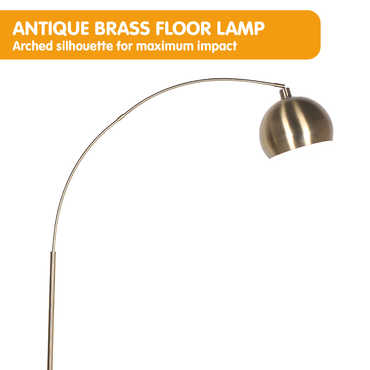 Adjustable Arc Floor Lamp, Brass Finish, Marble Base