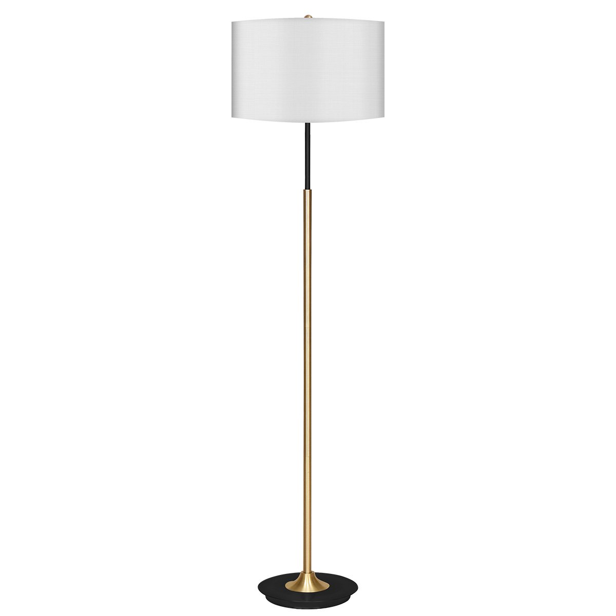 Brushed Brass Floor Lamp With White Linen Shade - Sarantino