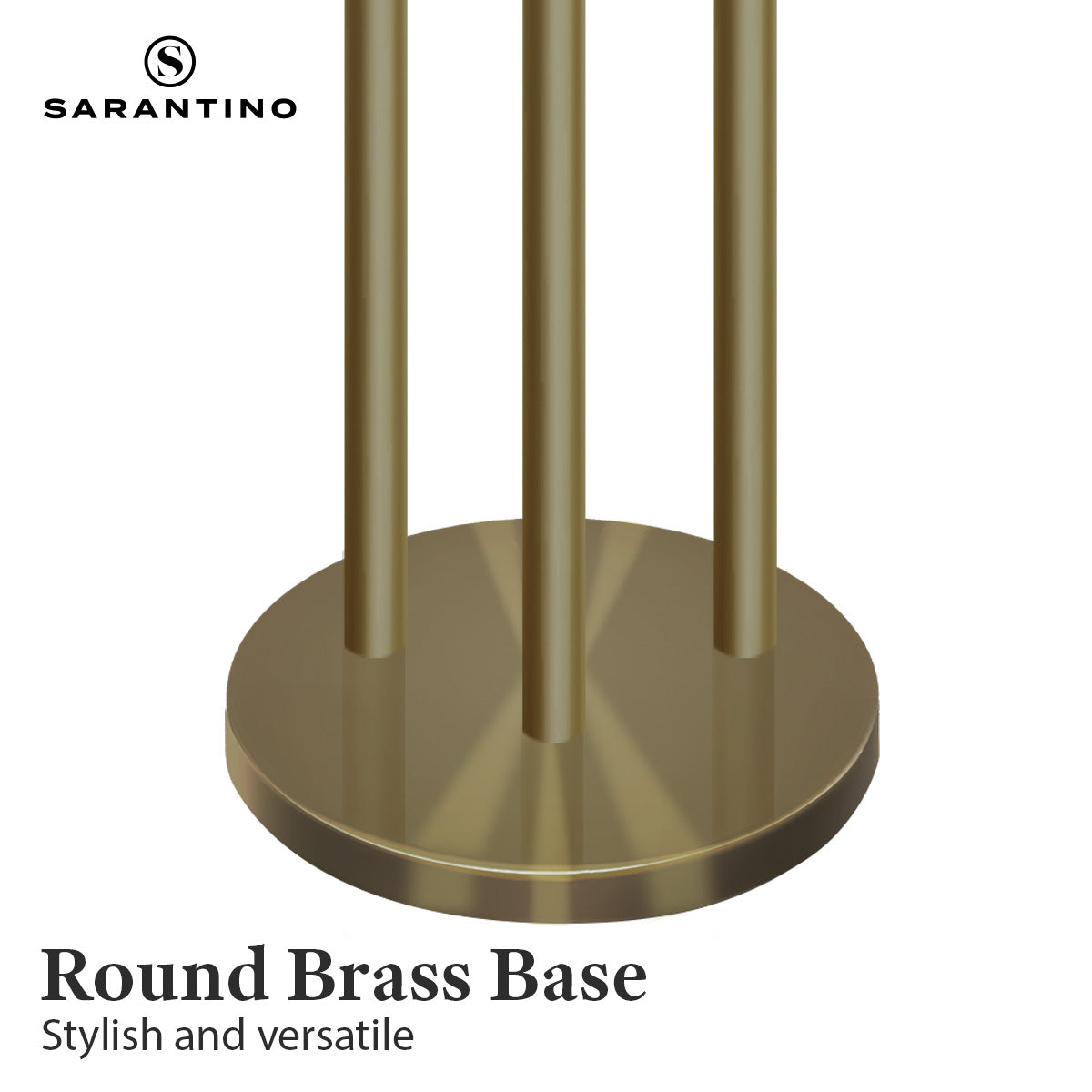 Trio Brass Pole Floor Lamp with Black Shades and Foot Switch