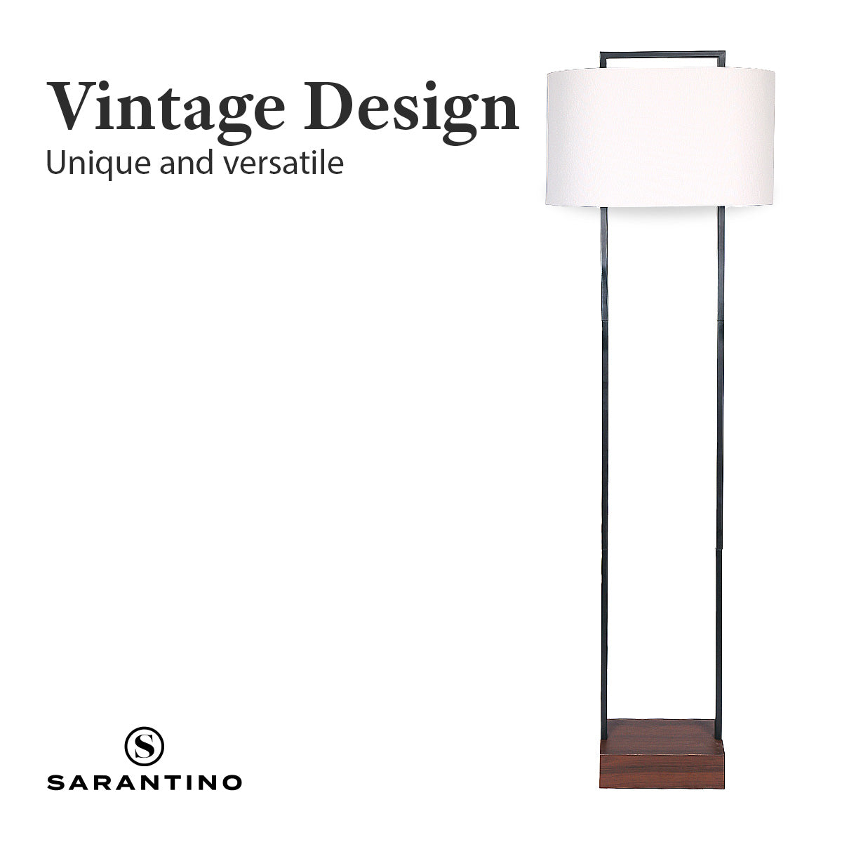 Cherry Finish Wood Floor Lamp, Double Poles - Sarantino