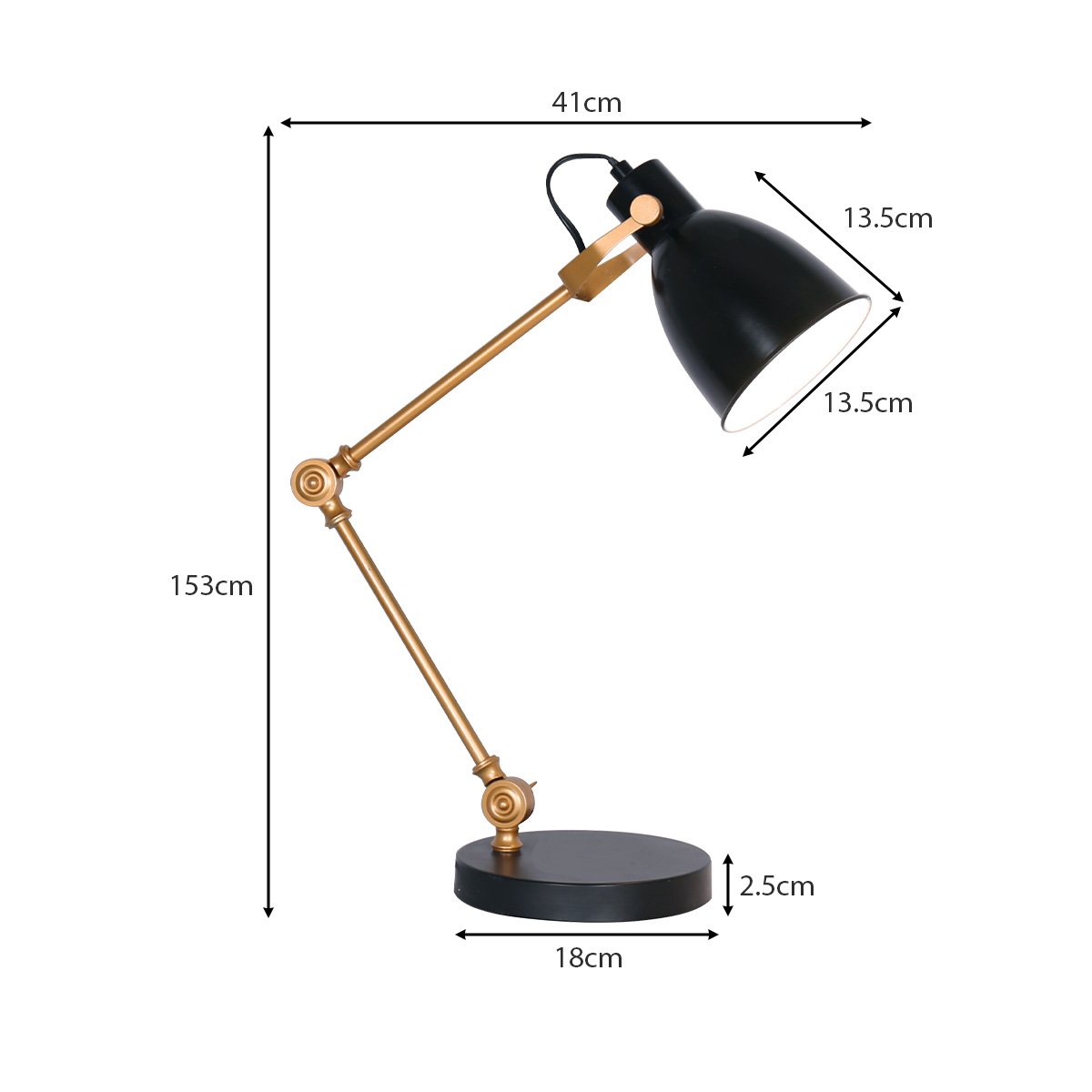 Adjustable Black and Gold Task Lamp with SAA Approval