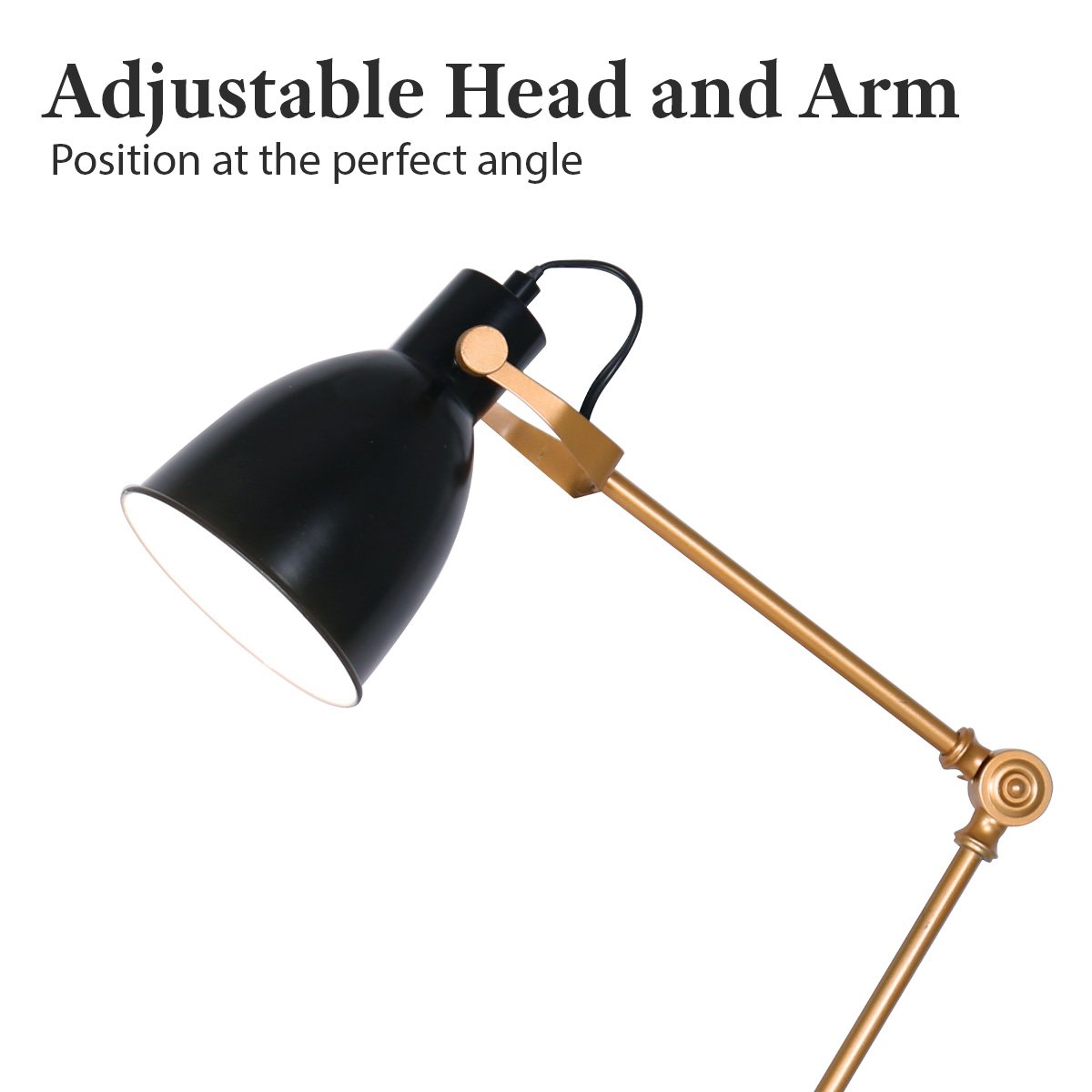 Adjustable Black and Gold Task Lamp with SAA Approval