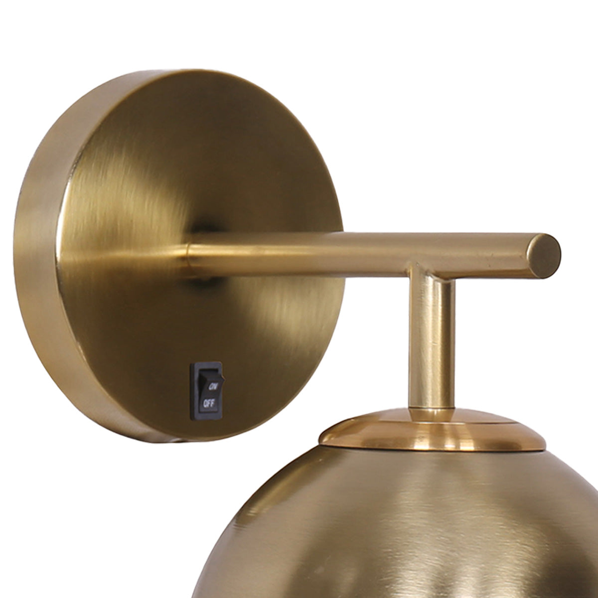 Gold Metal Base Wall Lamp, Frosted Globe Design - Sarantino