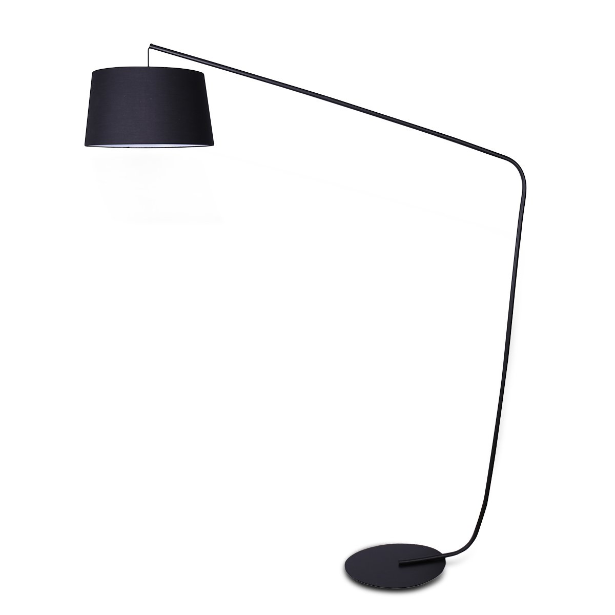 Black Metal Arc Floor Lamp with Tapered Shade, Sarantino