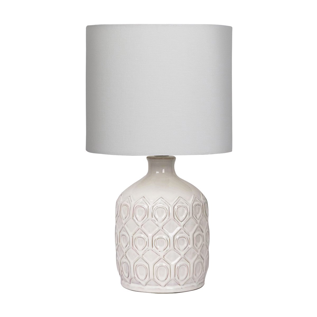 Cream Ceramic Table Lamp with Herringbone Pattern