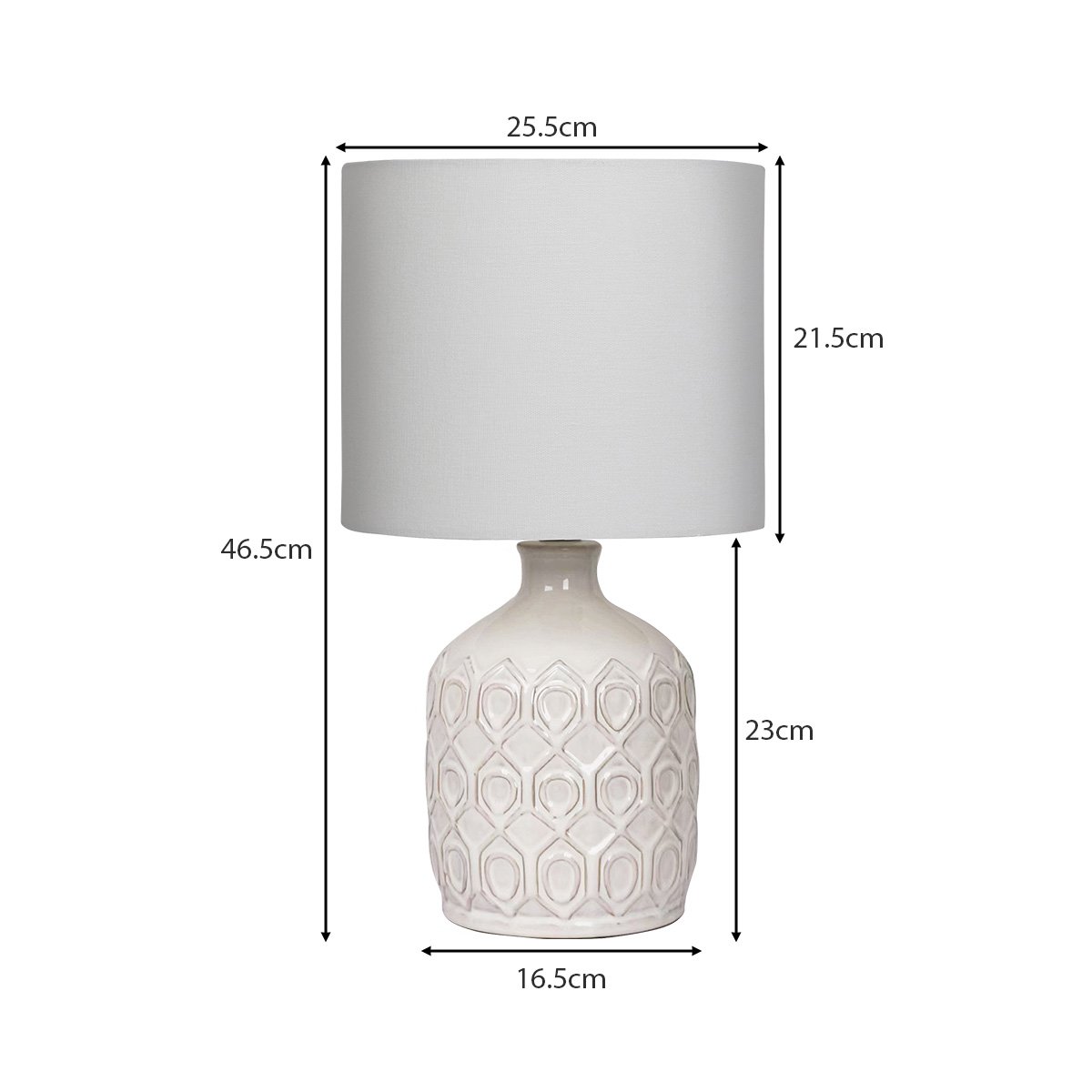 Cream Ceramic Table Lamp with Herringbone Pattern