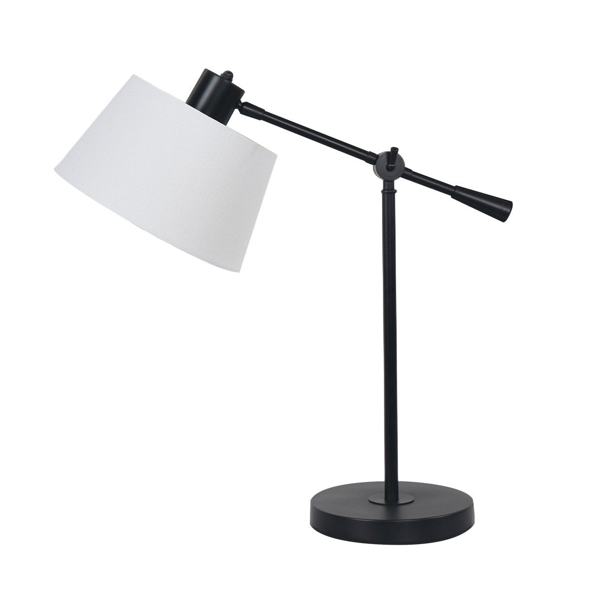 Adjustable Black Metal Table Lamp with Linen Shade