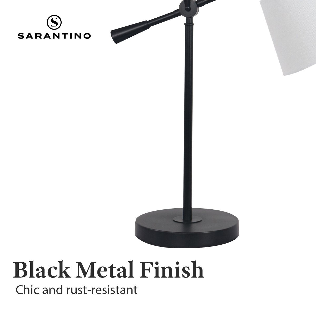 Adjustable Black Metal Table Lamp with Linen Shade