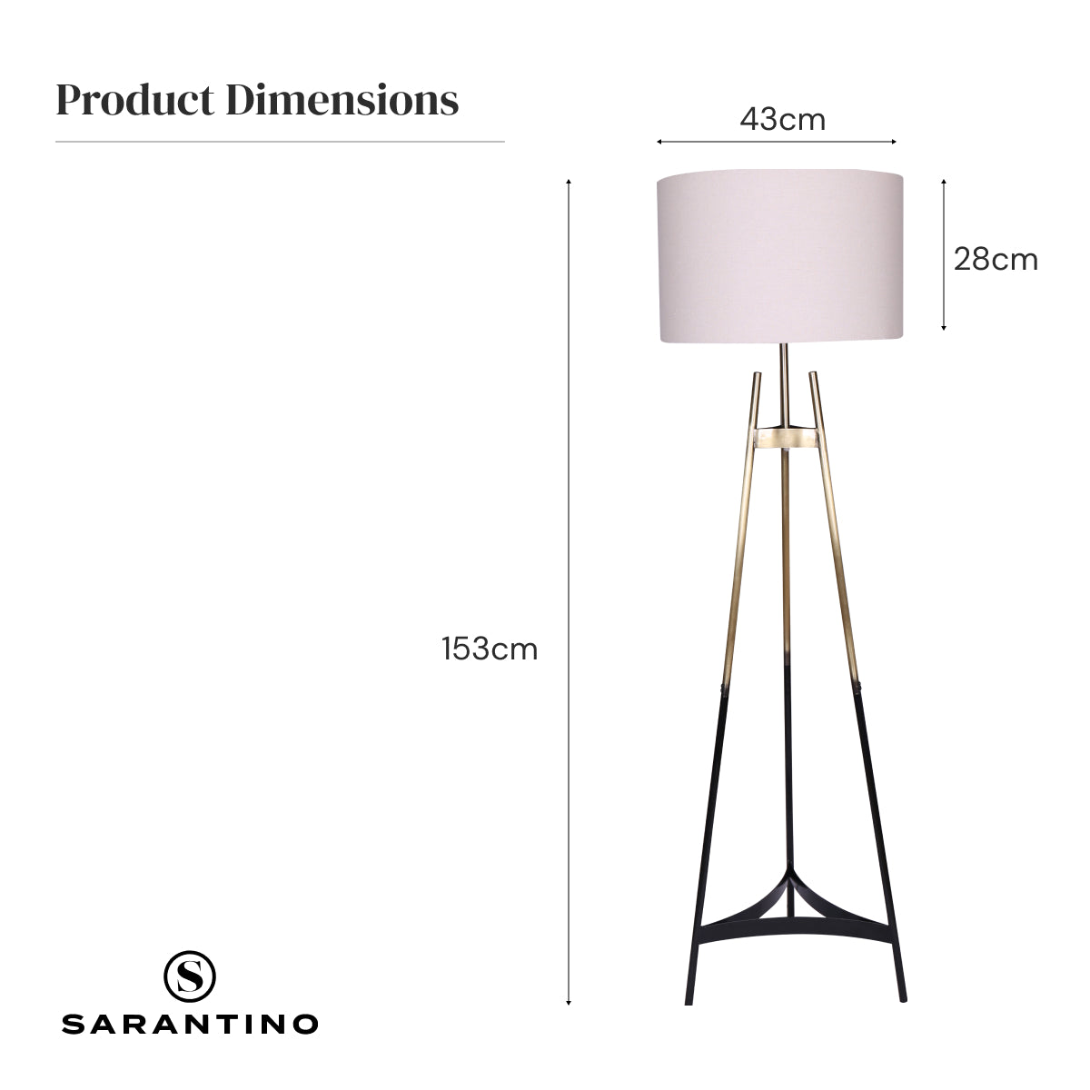 Gold Gradient Tripod Floor Lamp with Drum Shade Sarantino