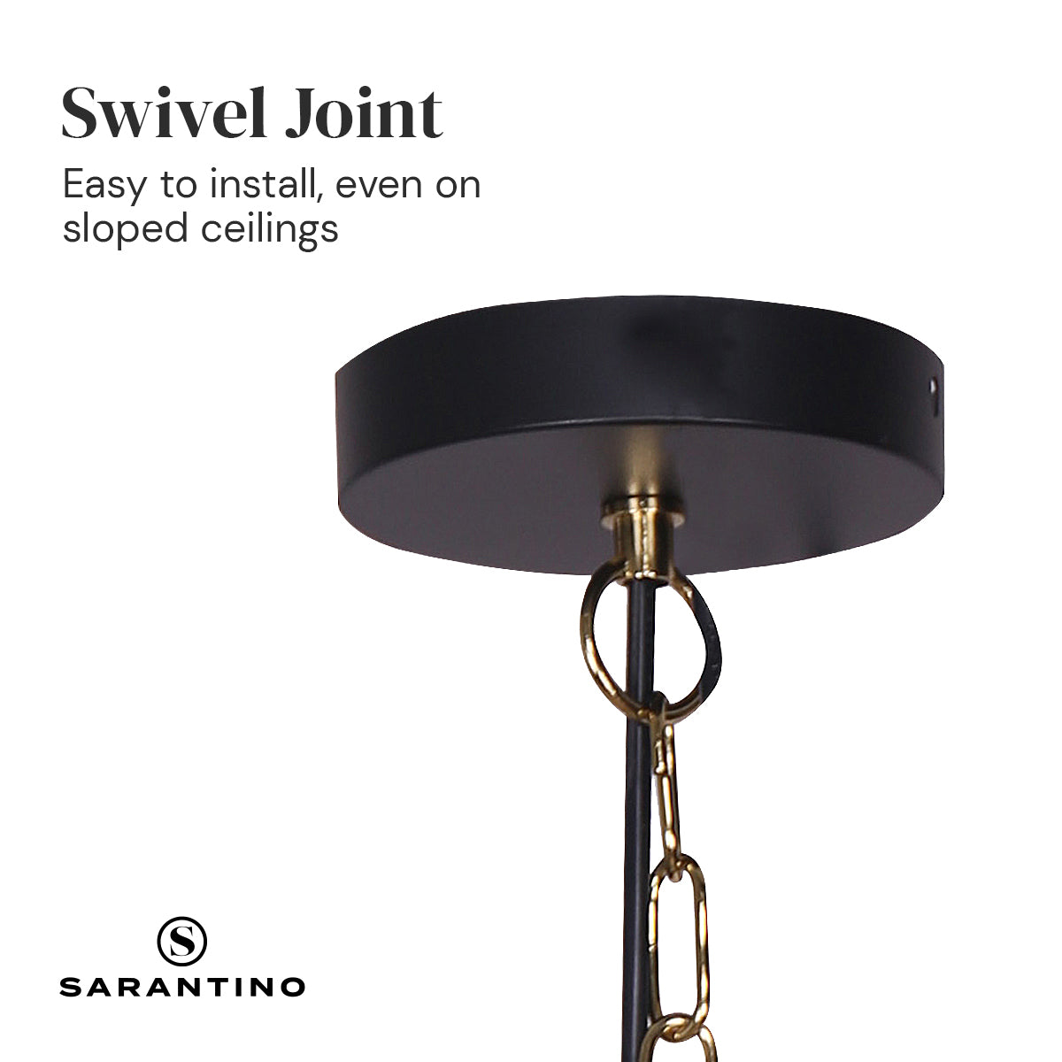 Matte Black & Gold Adjustable Pendant Light Fixture - Sarantino