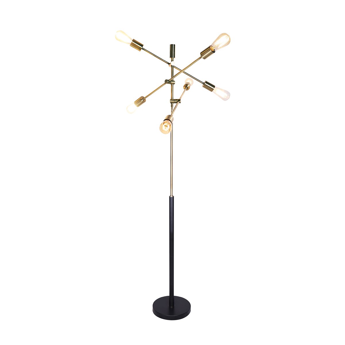 Vintage Brass Adjustable 6-Light Sputnik Floor Lamp