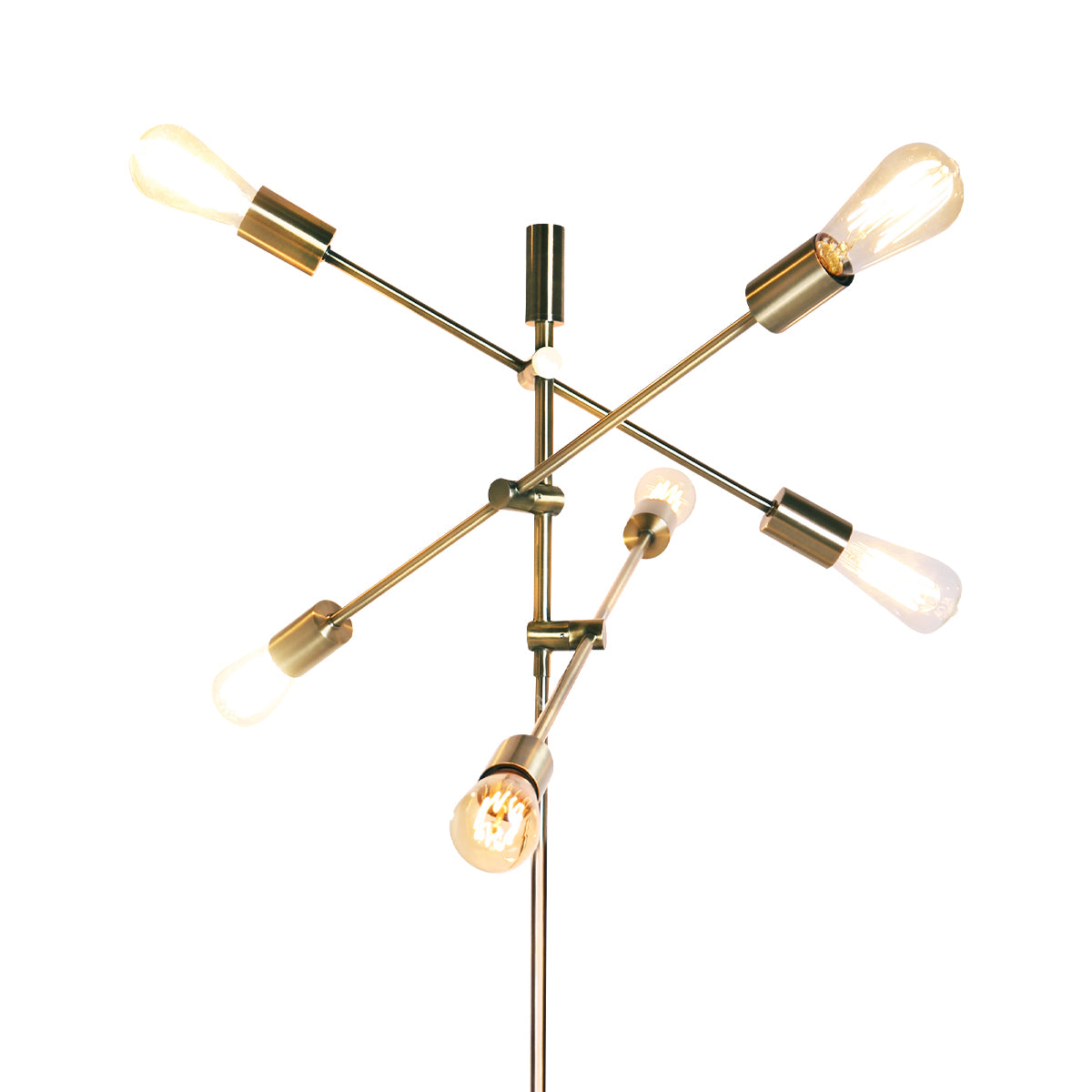 Vintage Brass Adjustable 6-Light Sputnik Floor Lamp