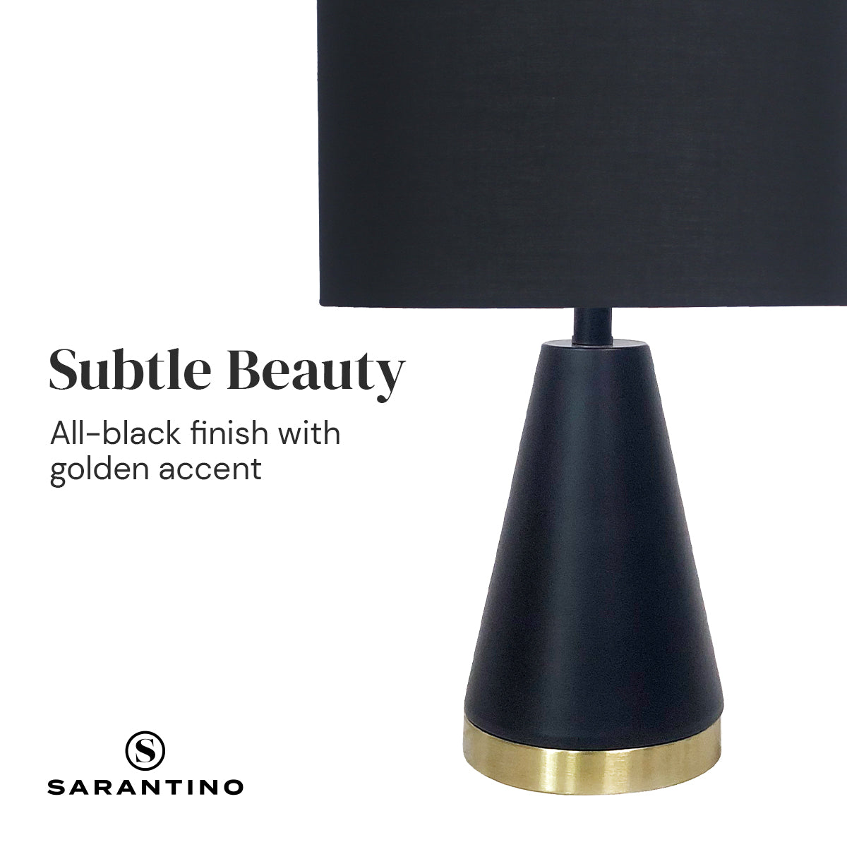 Elegant Black Gold Metal Table Lamp with Fabric Shade