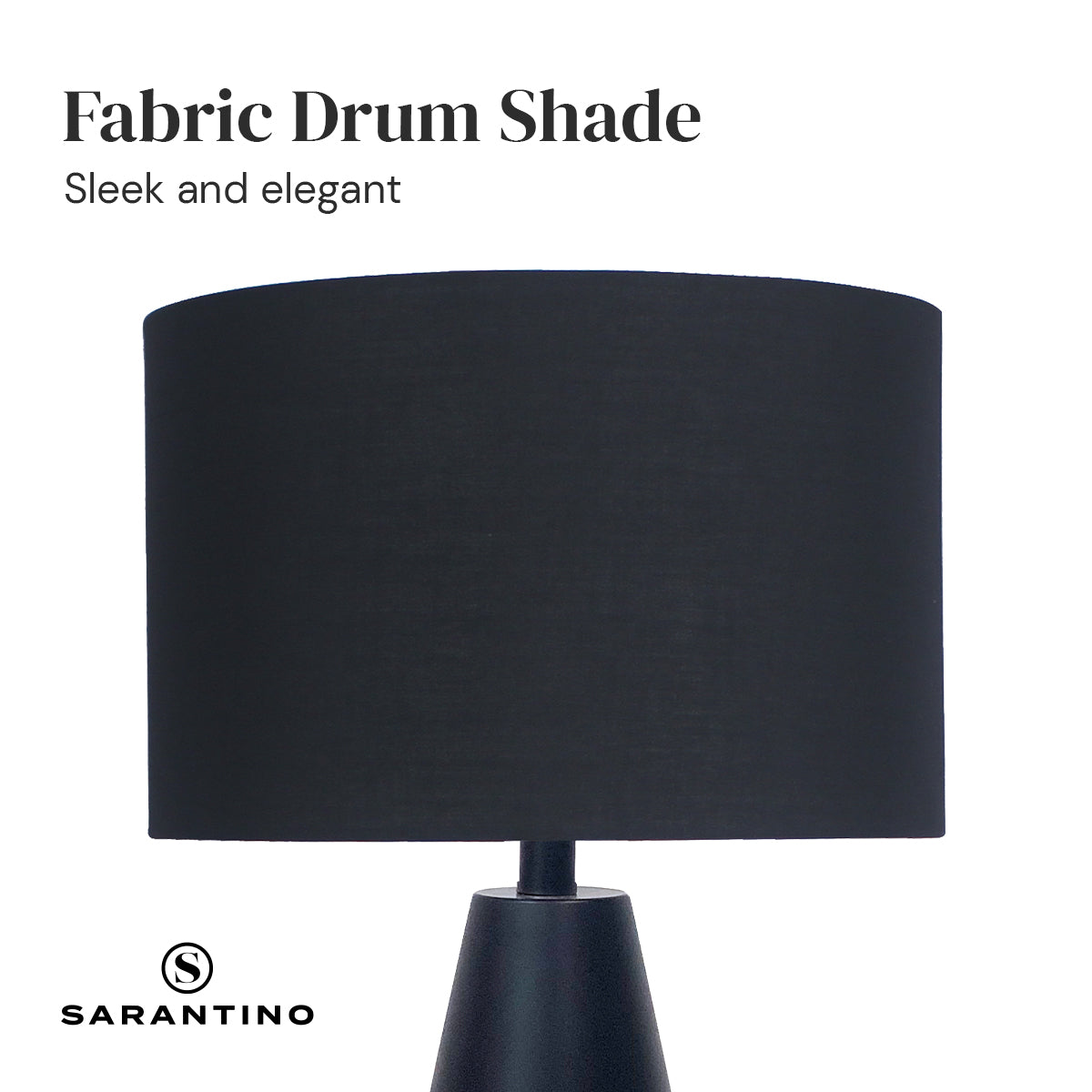 Elegant Black Gold Metal Table Lamp with Fabric Shade