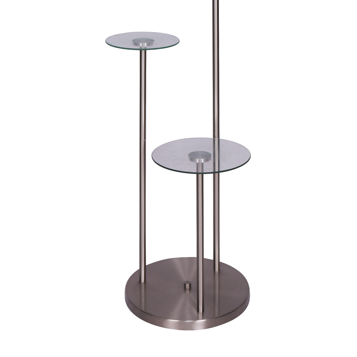 Space-Saving Brushed Steel Floor Lamp with Glass Shelves