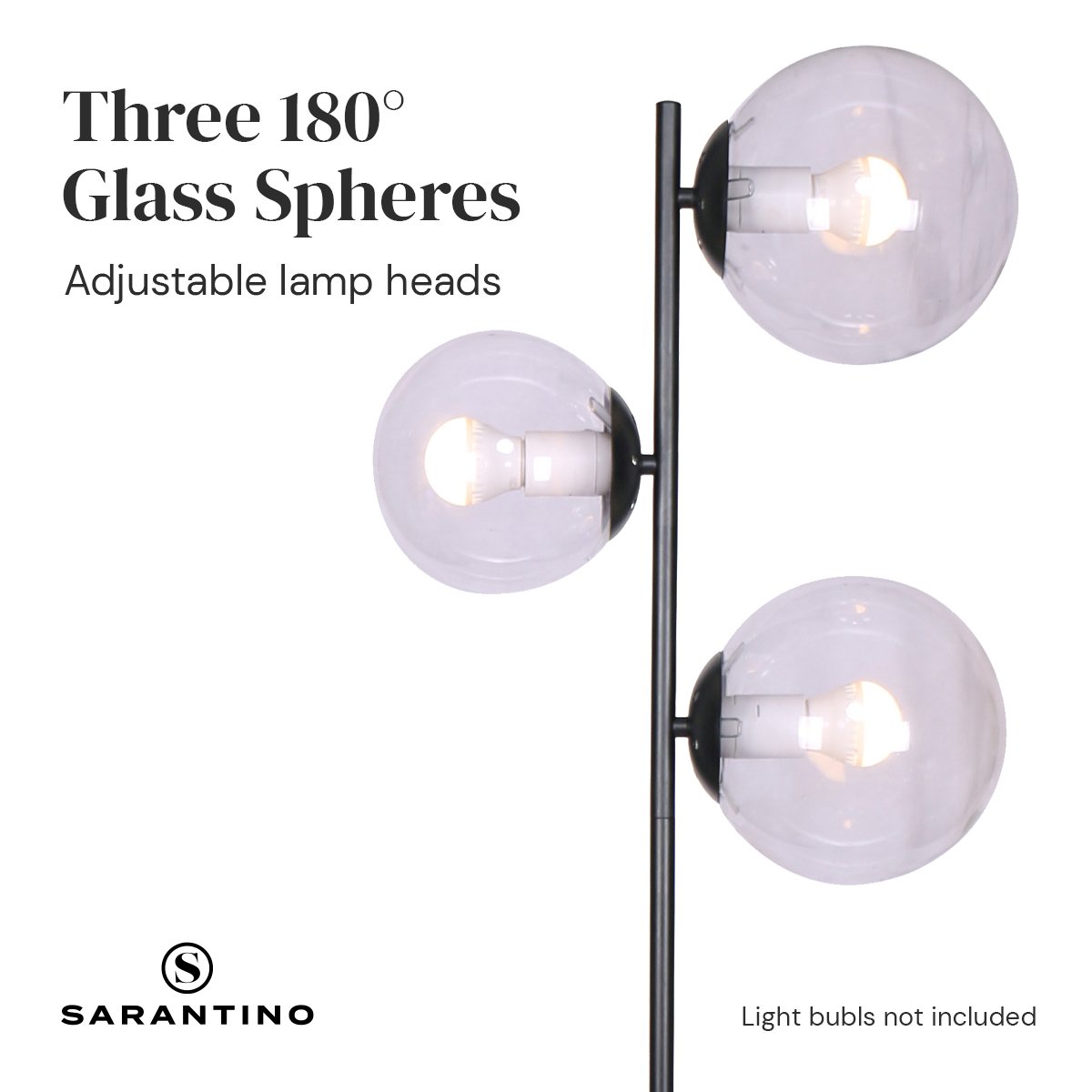 Adjustable 3-Light Floor Lamp with Glass Shades