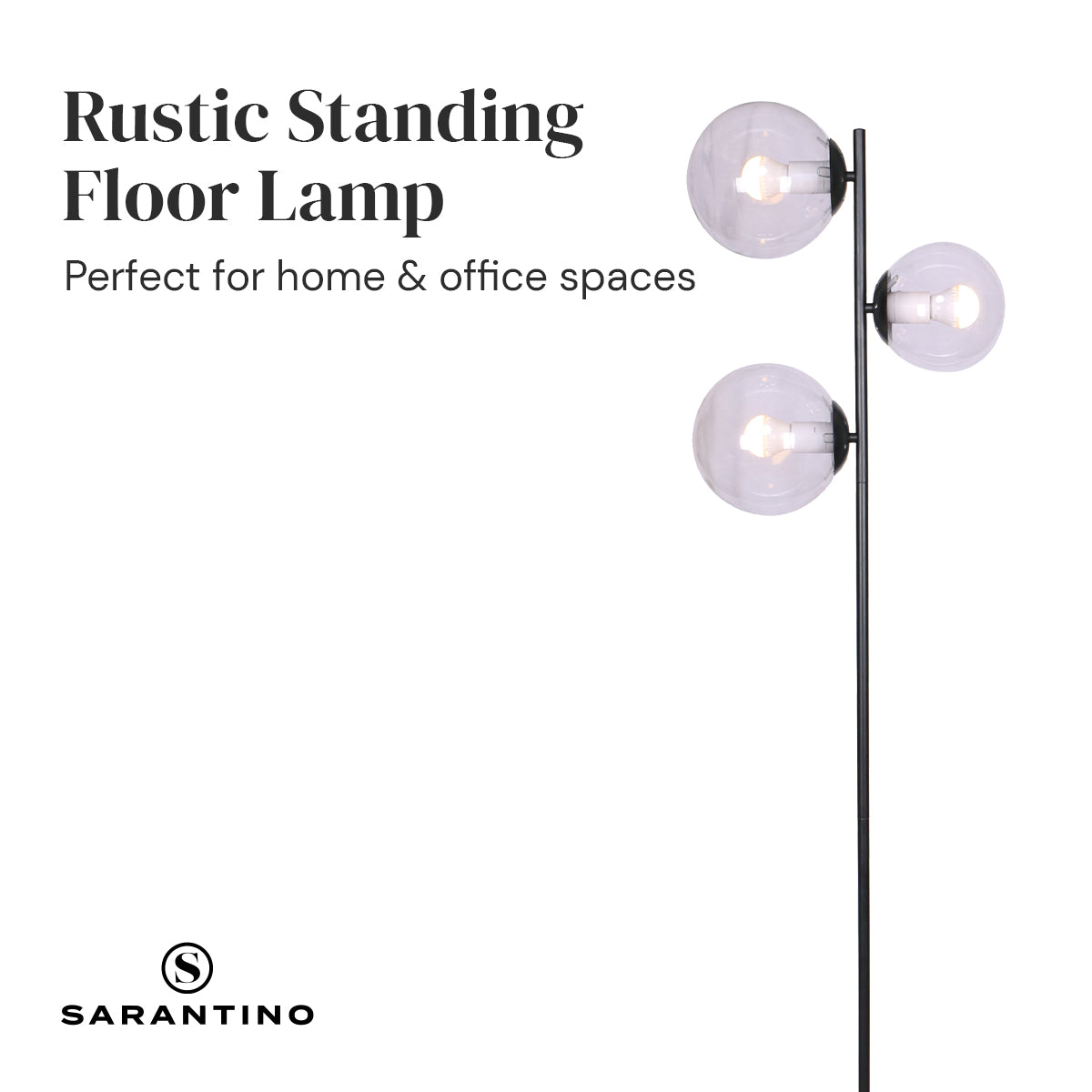 Adjustable 3-Light Floor Lamp with Glass Shades